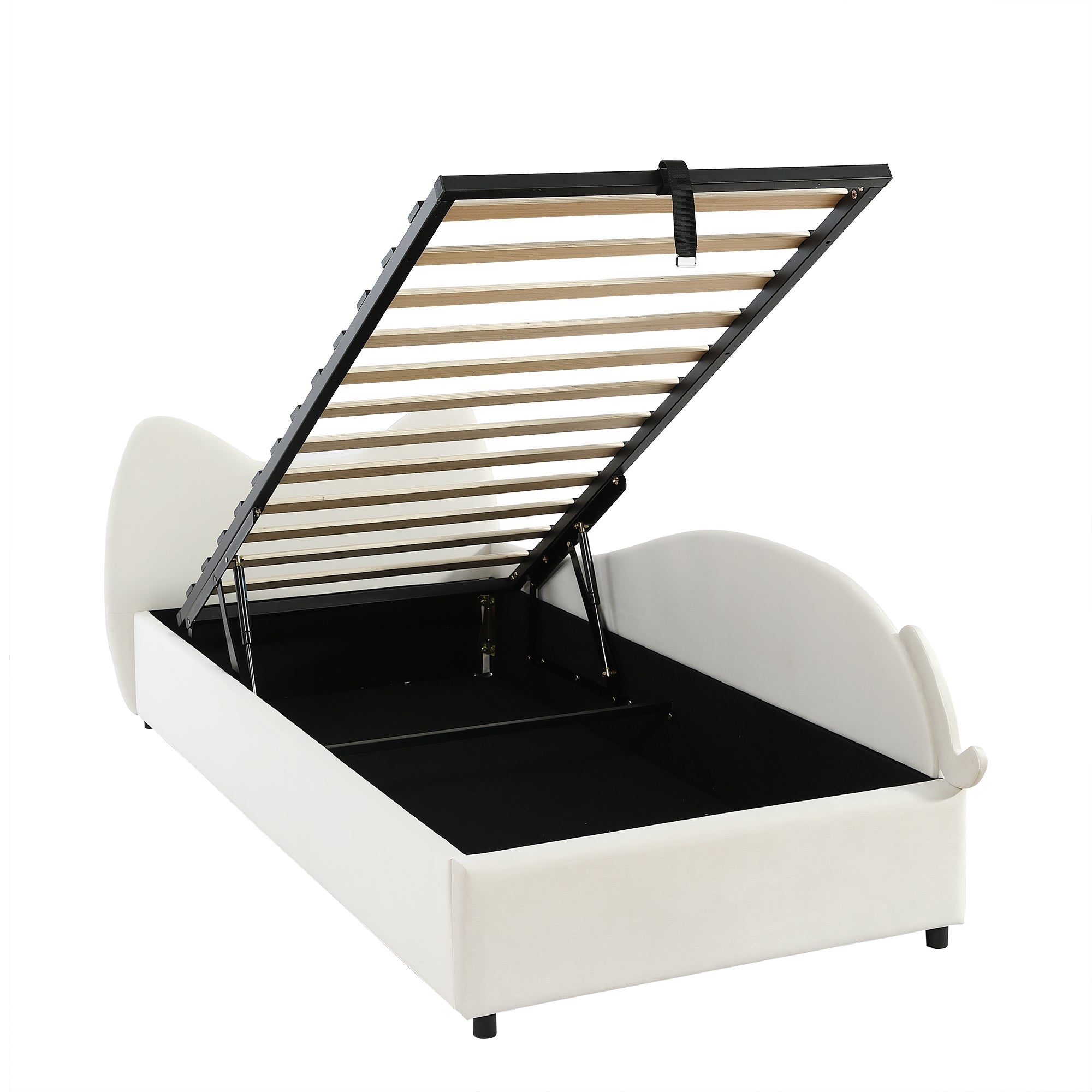 Logidon gestoffeerd bed 90x200 beige cat design hydraulische opbergruimte