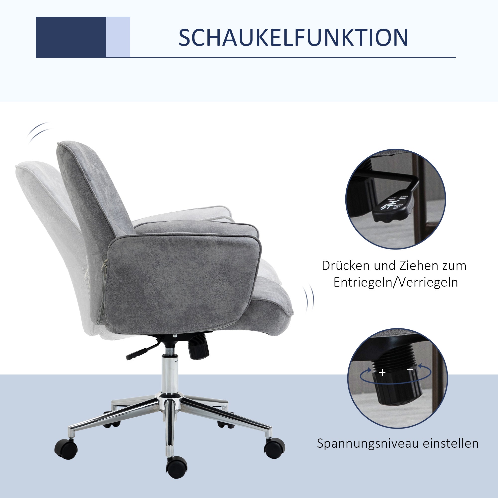 Logidon Vinsetto XXL Bureaustoel Ergonomische stoel Lichtgrijs