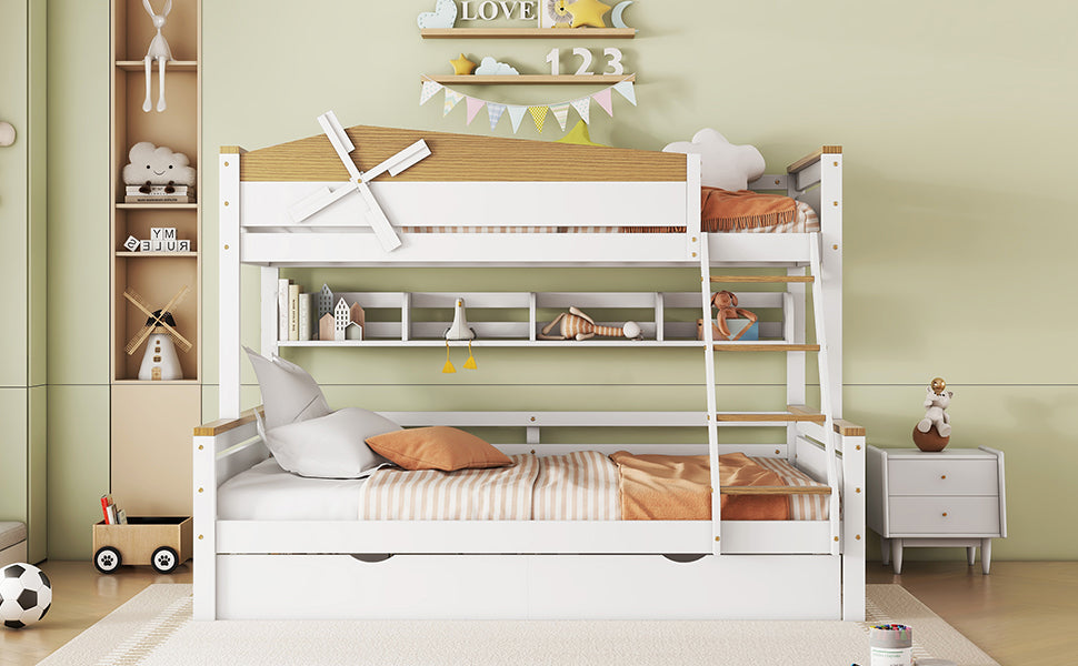 Logidon Stapelbed Met Molen Wit Naturel 90x200 cm en 140x200 cm