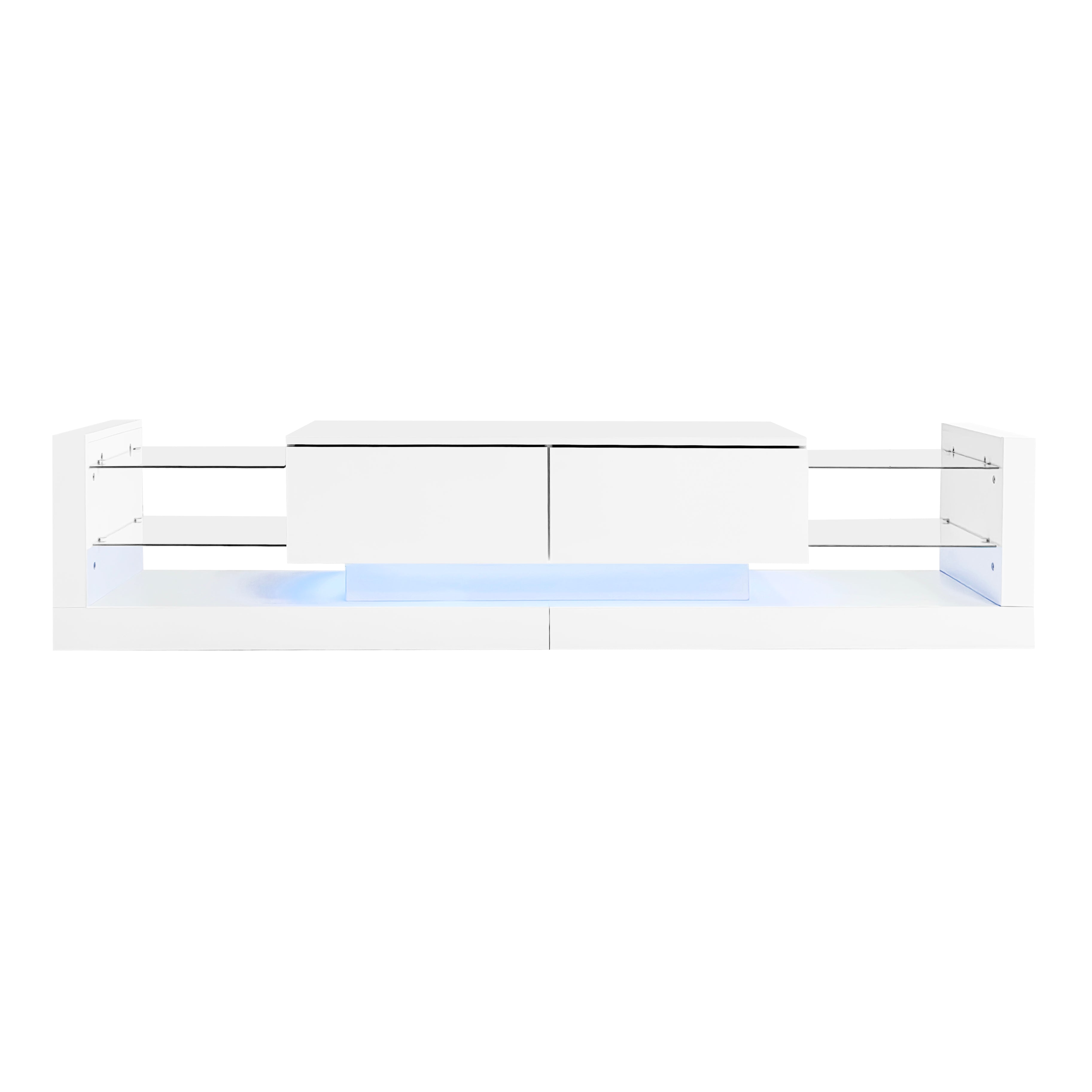Logidon hoogglans TV-meubel met LED-verlichting 181 cm wit glazen front