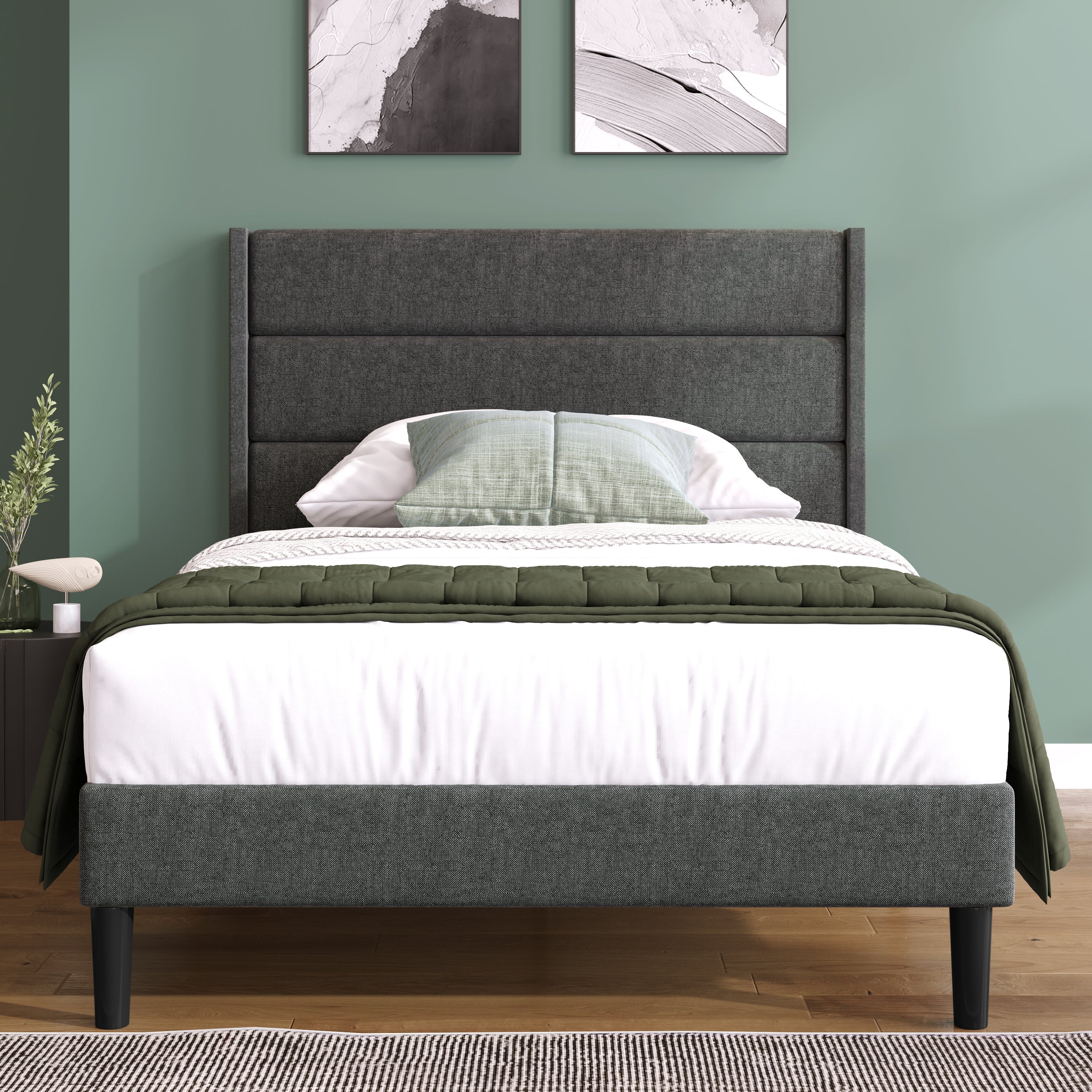 Logidon gestoffeerd bed 90x200 cm grijs linnen modern design