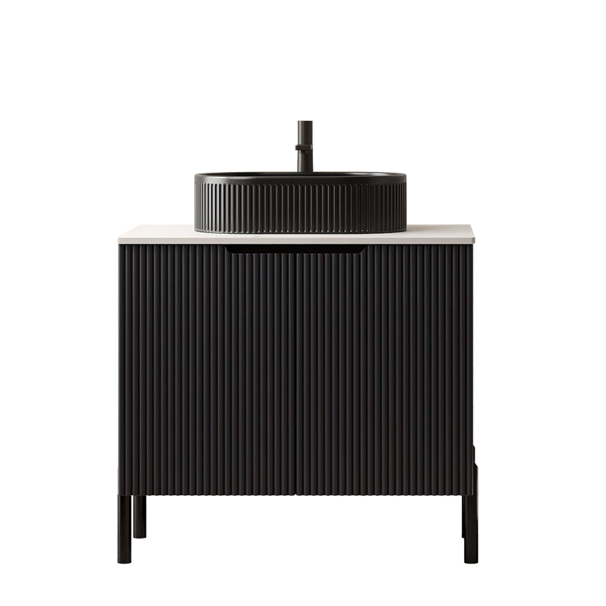 Logidon 76 Cm Freestanding Bathroom Vanity With Black Oval Ceramic Basin