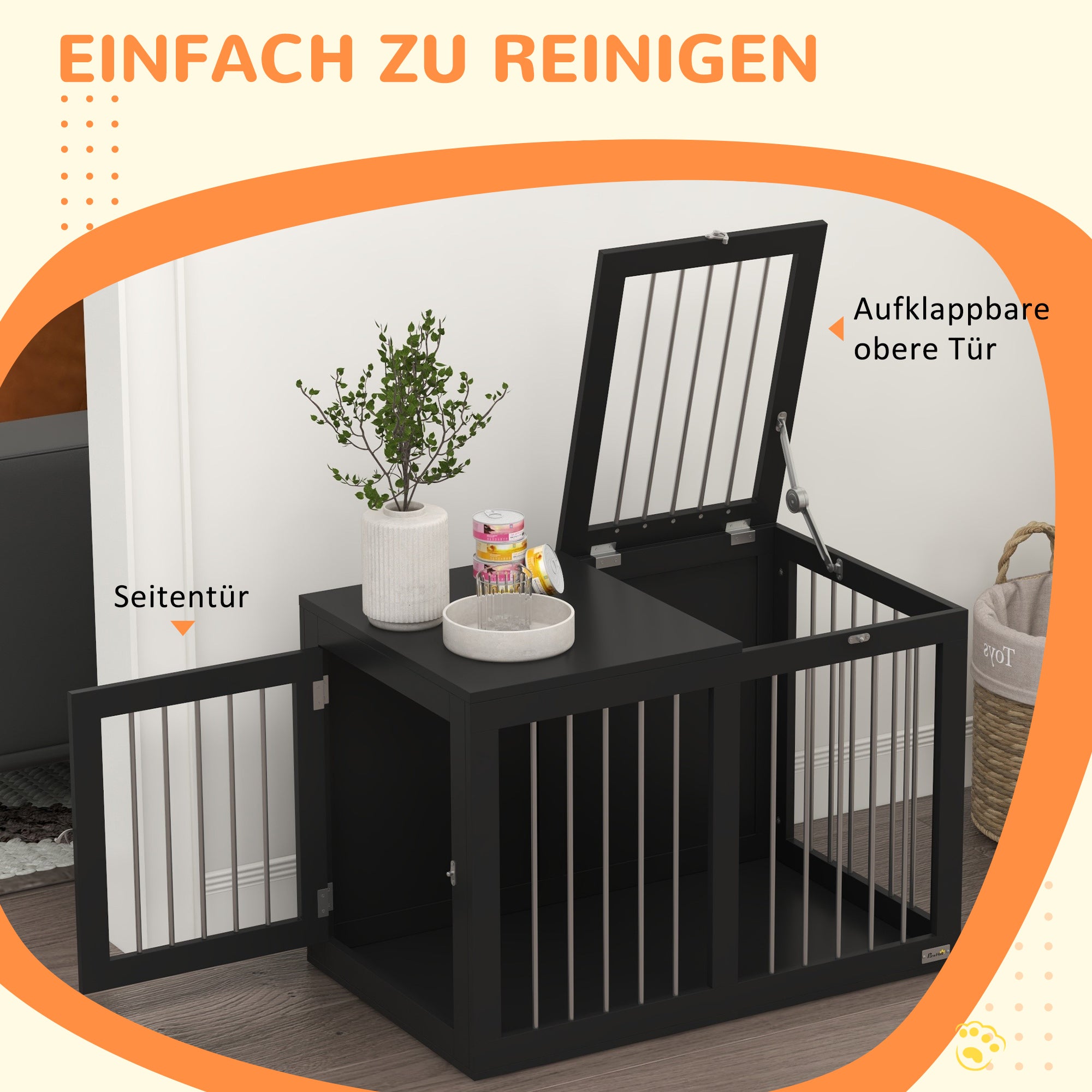 Logidon Hondenbox Zwart 80x50x56 cm met deuren voor middelgrote honden