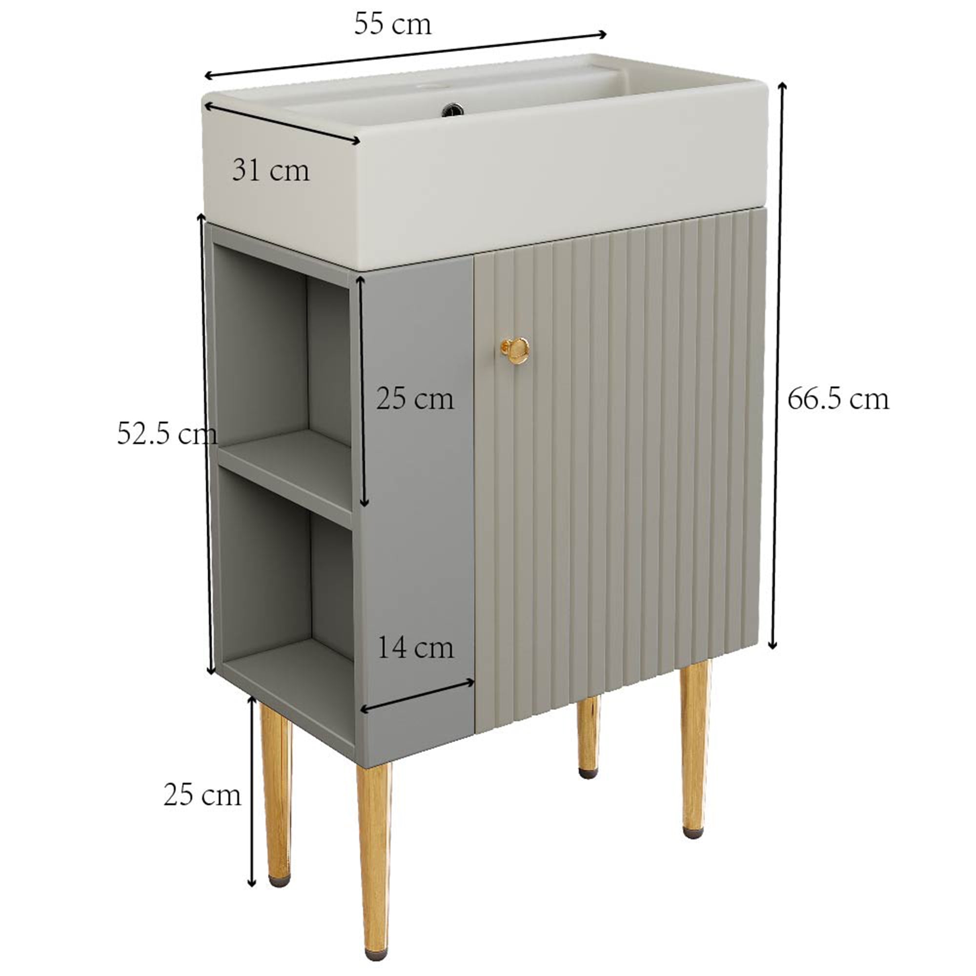 Logidon wastafel met onderkast 55 cm lichtgrijs MDF
