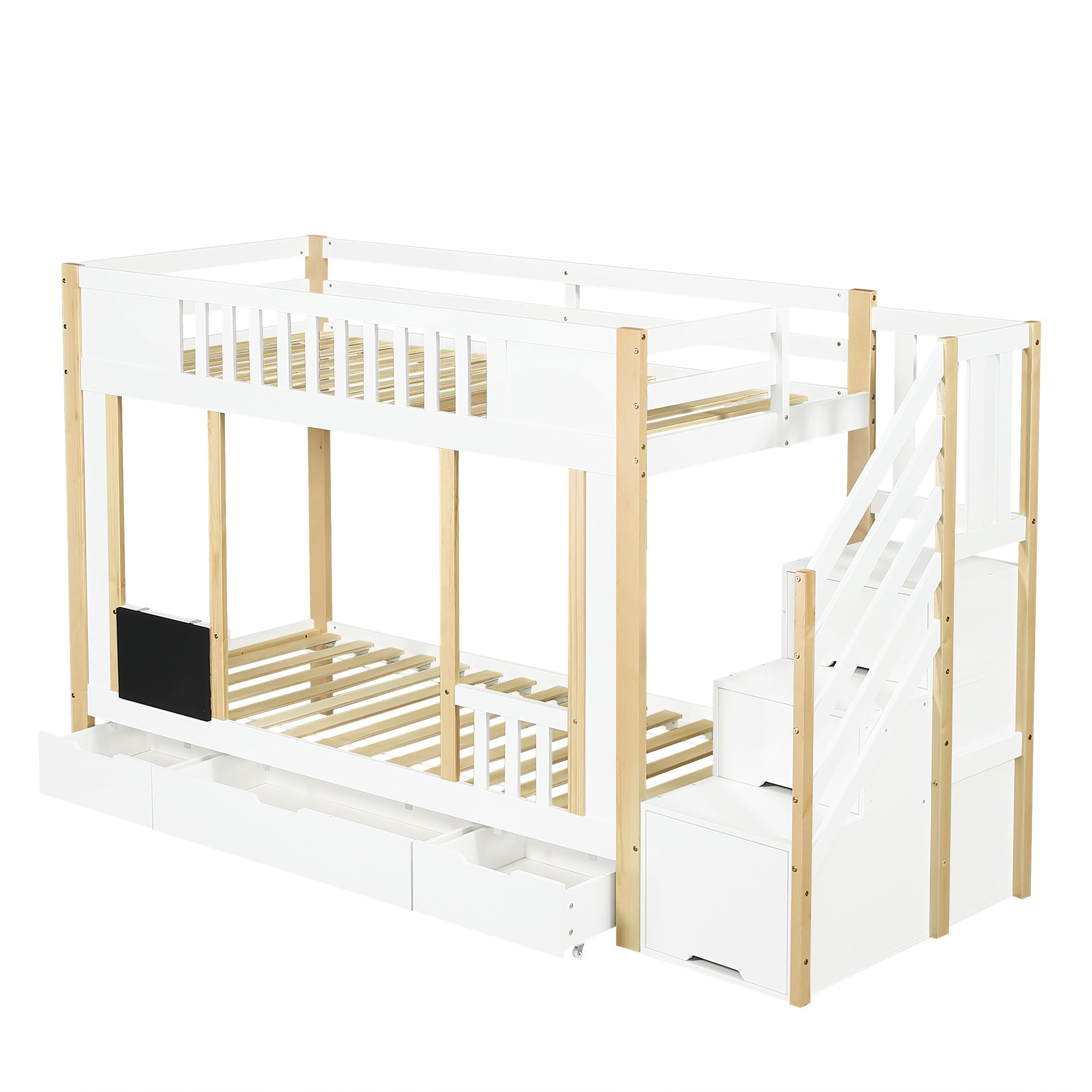 Logidon stapelbed kinderhoogslaper met trapkast opbergruimte 90x200