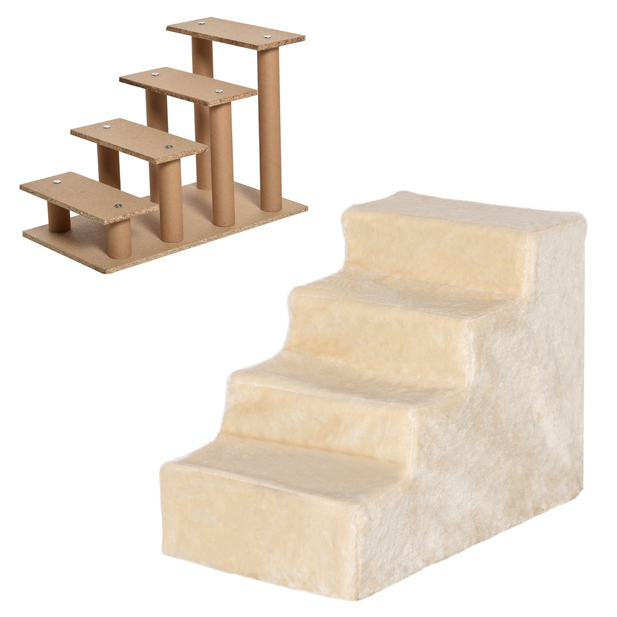Logidon hondenloopplank 4 treden beige van multiplex 60x35x44 cm