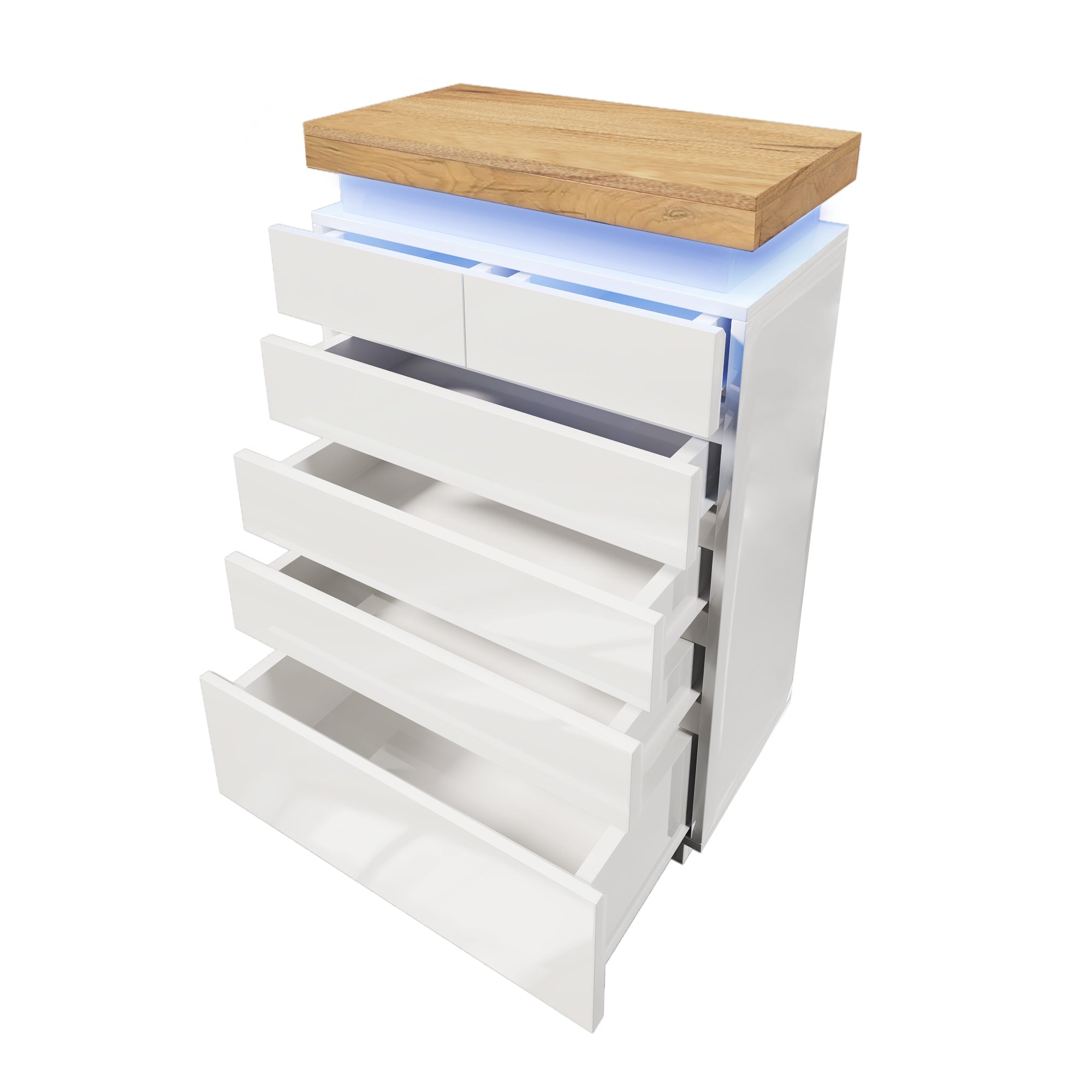 Logidon sideboard 6 drawers white 115x73x39 cm LED app control