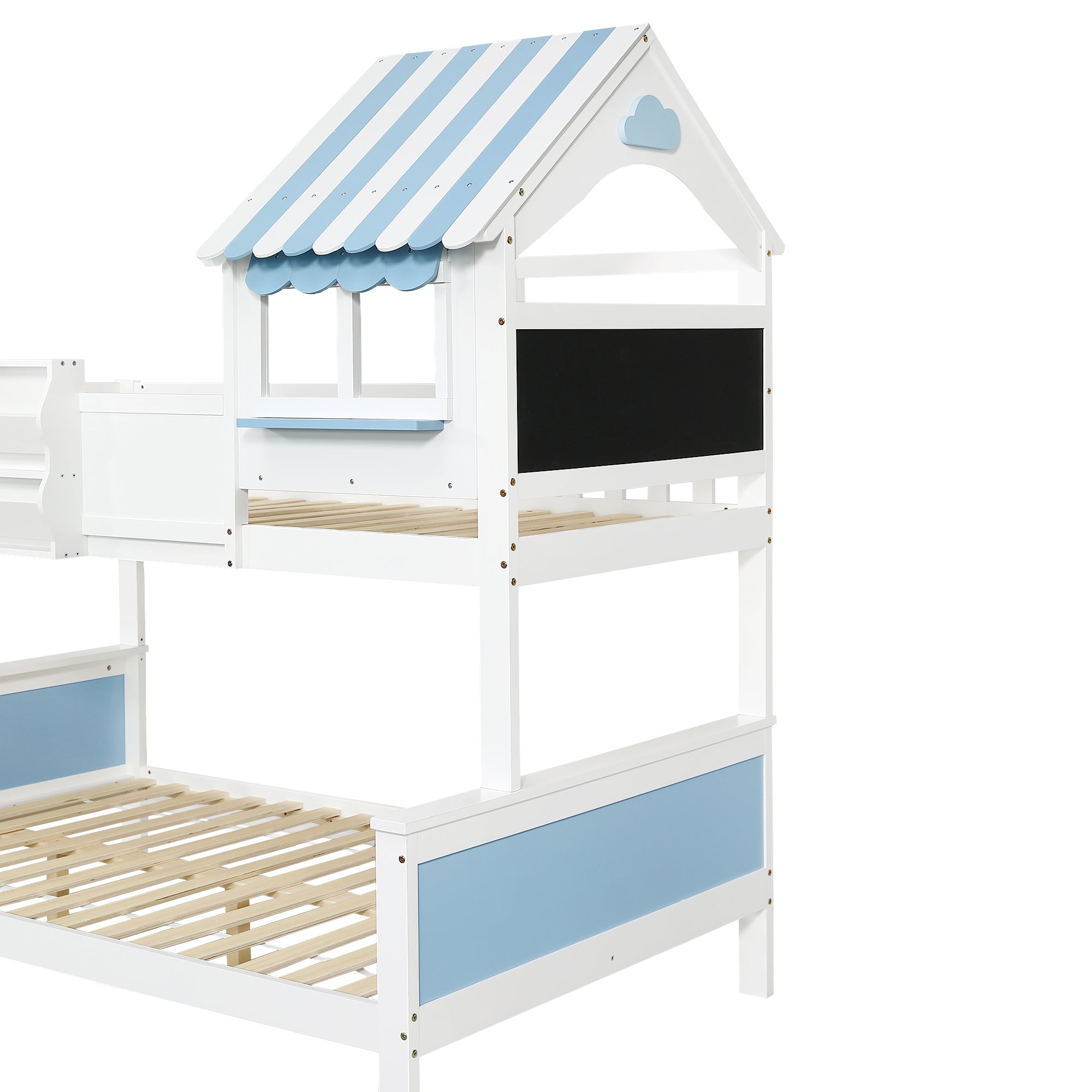 Logidon stapelbed kinderbed met opbergruimte 90x200/120x200 wit-blauw