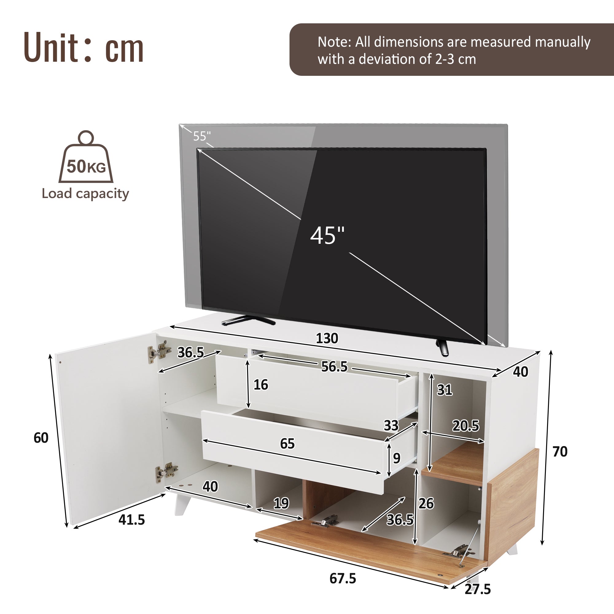 Logidon dressoir hoogglans wit 130x40x70 cm met opbergruimte