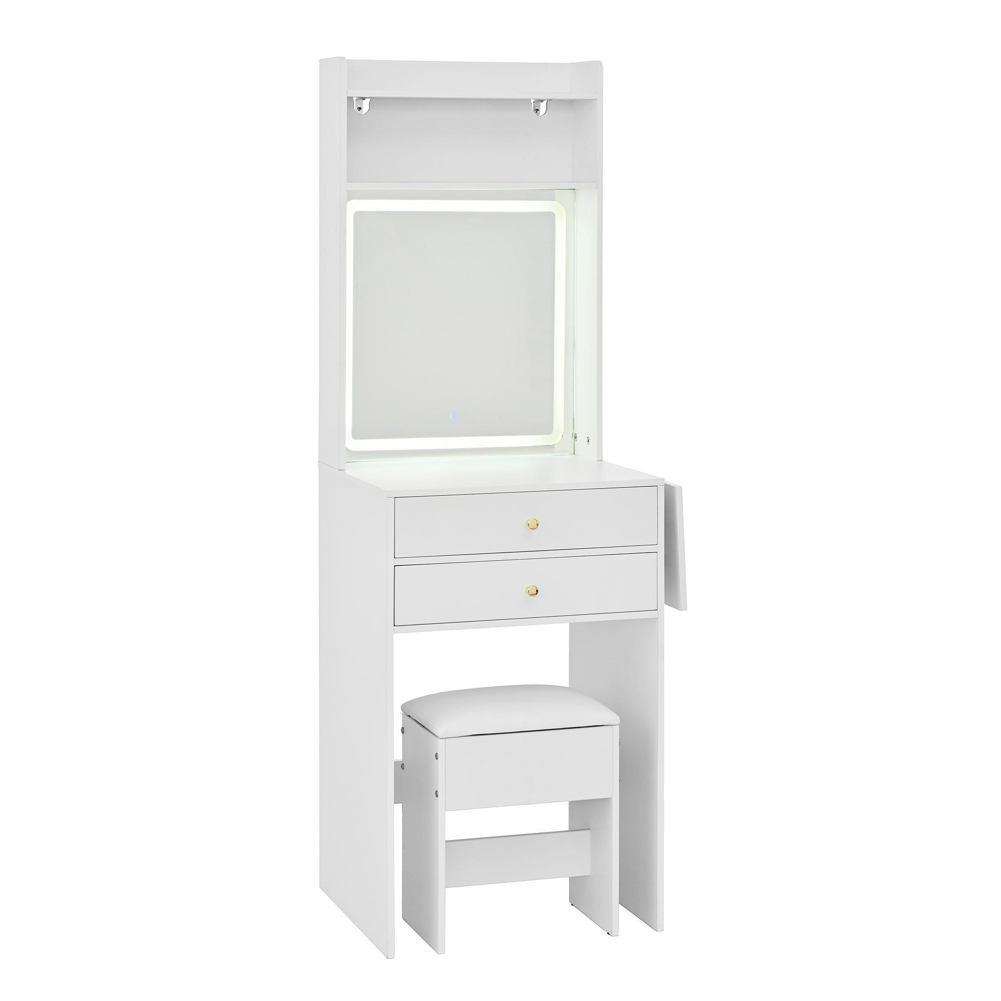 Logidon Kaptafel Verstelbaar LED-verlichting Wit 75×156×45 cm