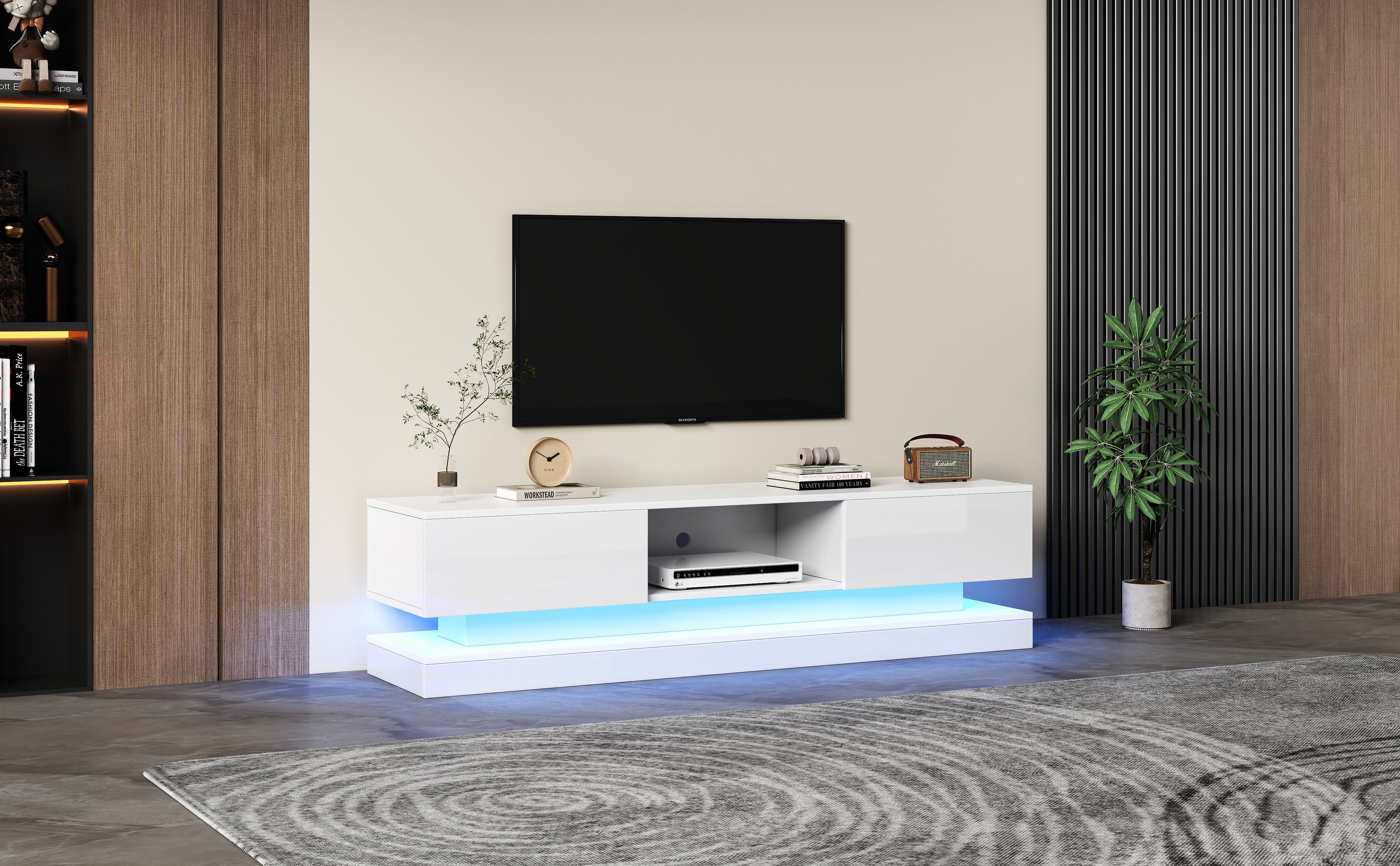 Logidon wit TV-meubel 160 cm met LED-verlichting app bediening