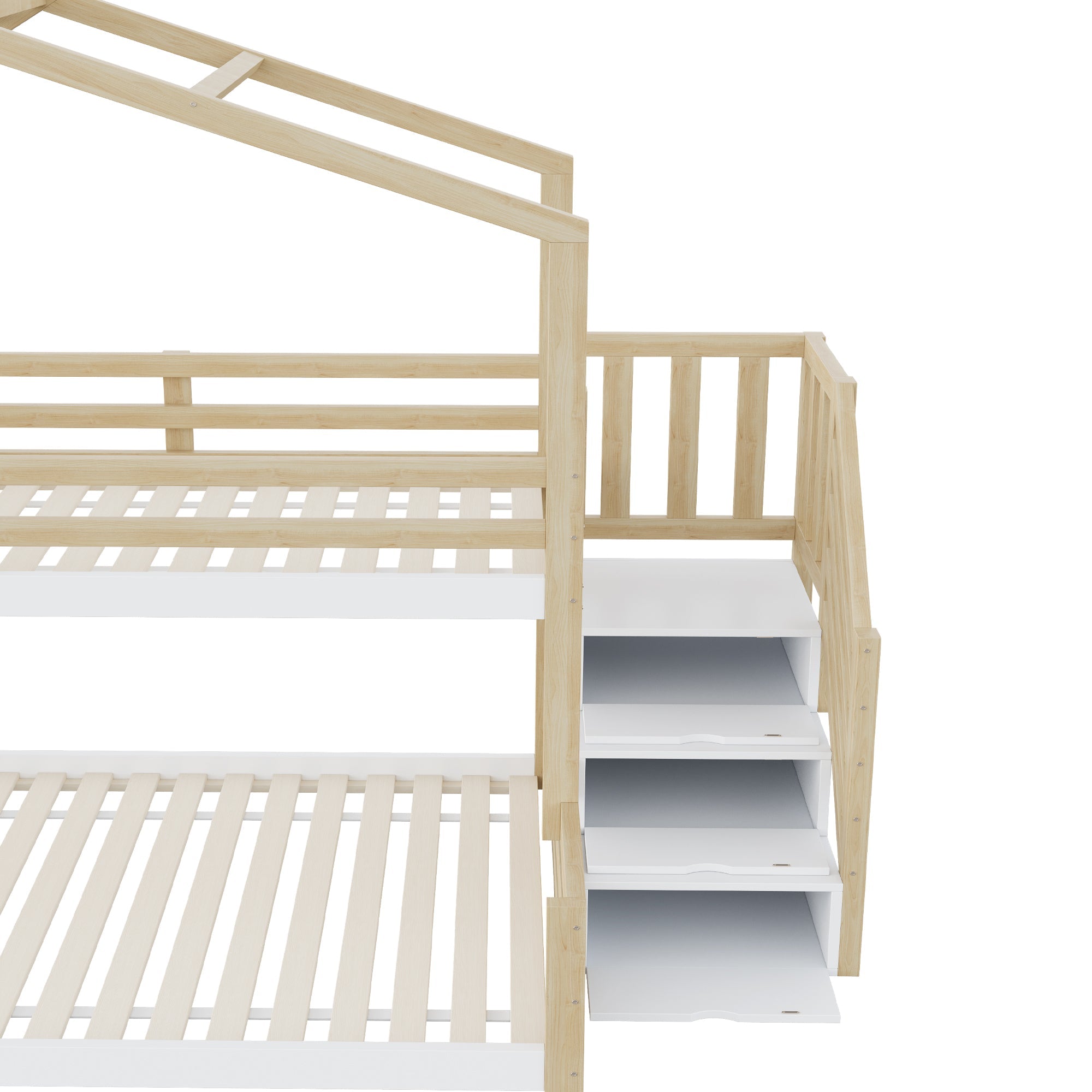 Logidon stapelbed 90x200 cm natuurlijk grenenhouten raamrailing