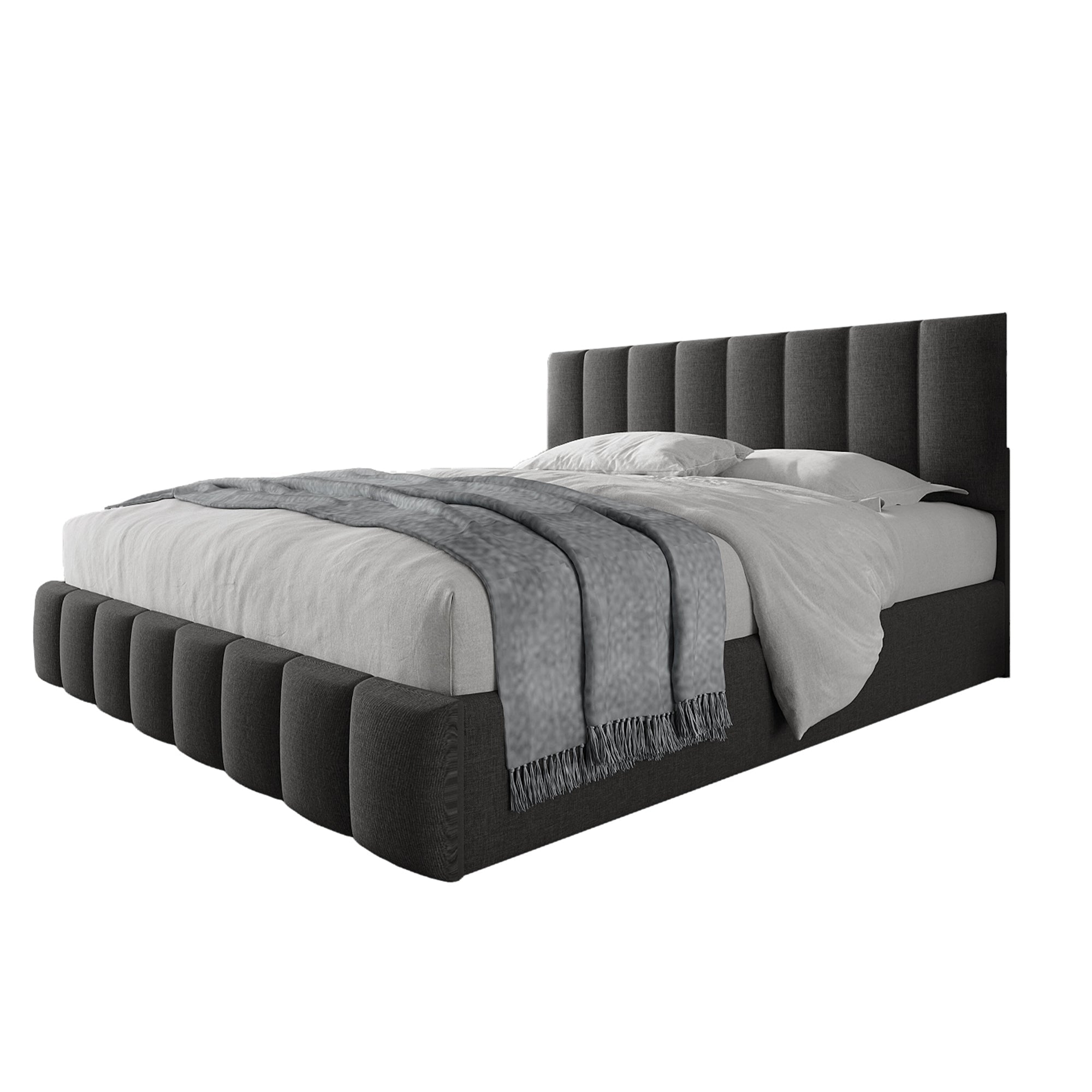 Logidon Hydraulic Fabric Bed 140x200 Gray With Storage Space