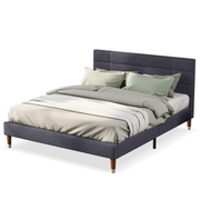 Logidon upholstered bed double bed 140x200 with slatted frame dark gray linen