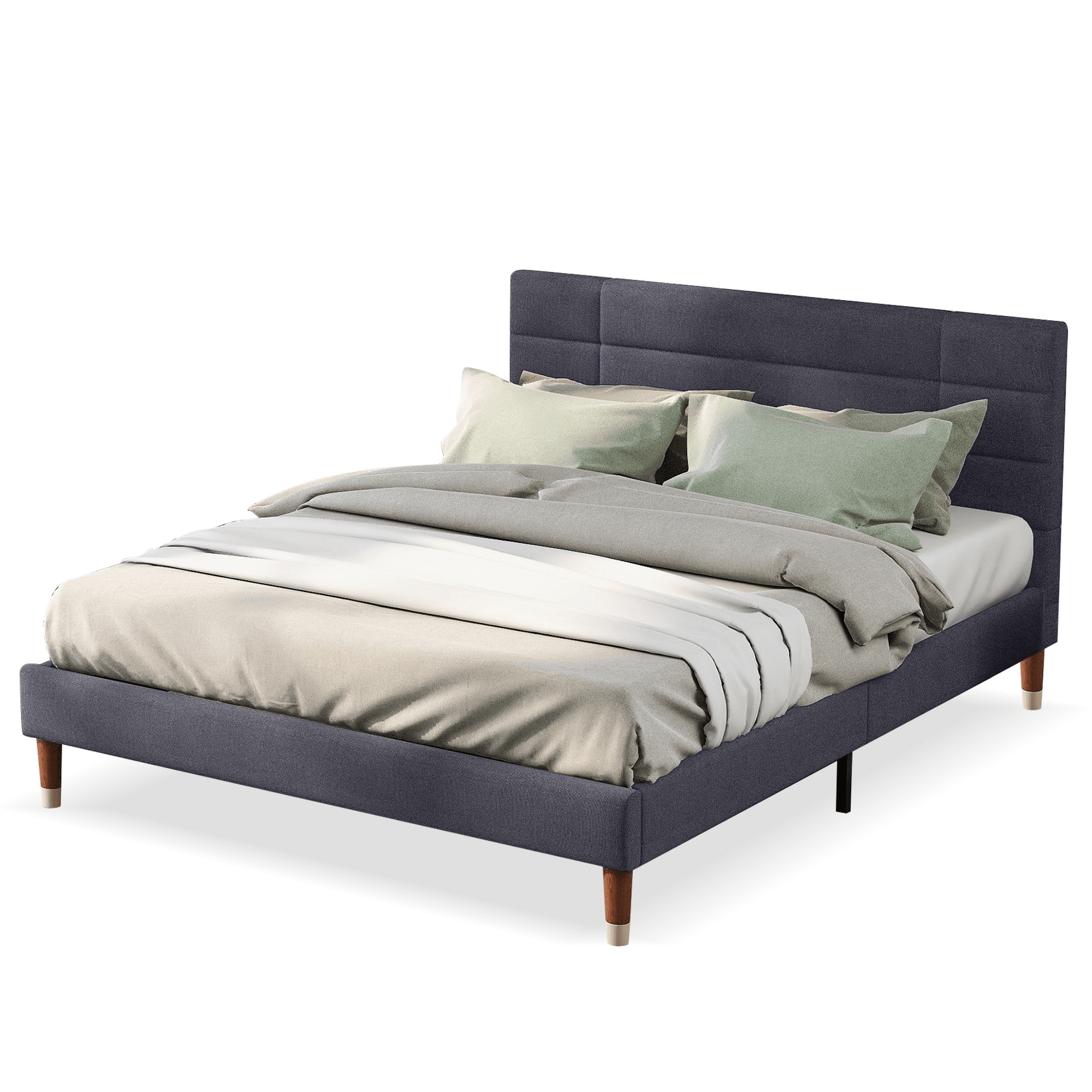 Logidon gestoffeerd bed tweepersoonsbed 140x200 met lattenbodem donkergrijs linnen