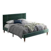 Logidon gestoffeerd bed tweepersoonsbed 140x200 donkergroen fluwelen lattenbodem