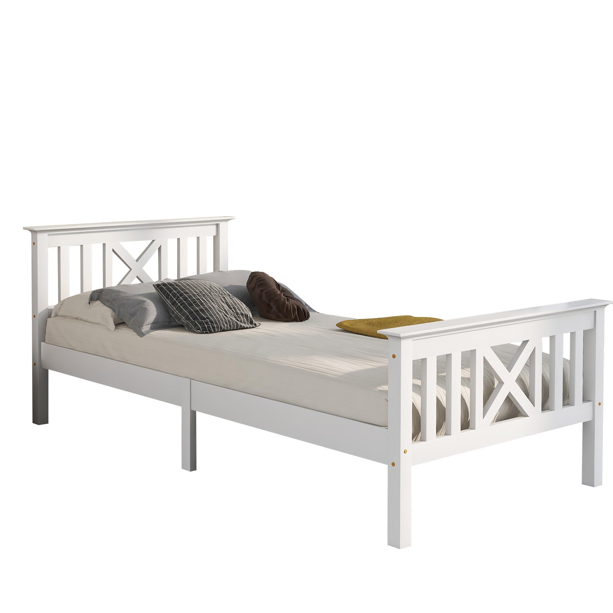 Logidon houten bed 90x200 wit eenpersoonsbed met lattenbodem x hoofdeinde
