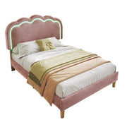 Logidon gestoffeerd bed LED 90x200 roze verstelbaar hoofdbord