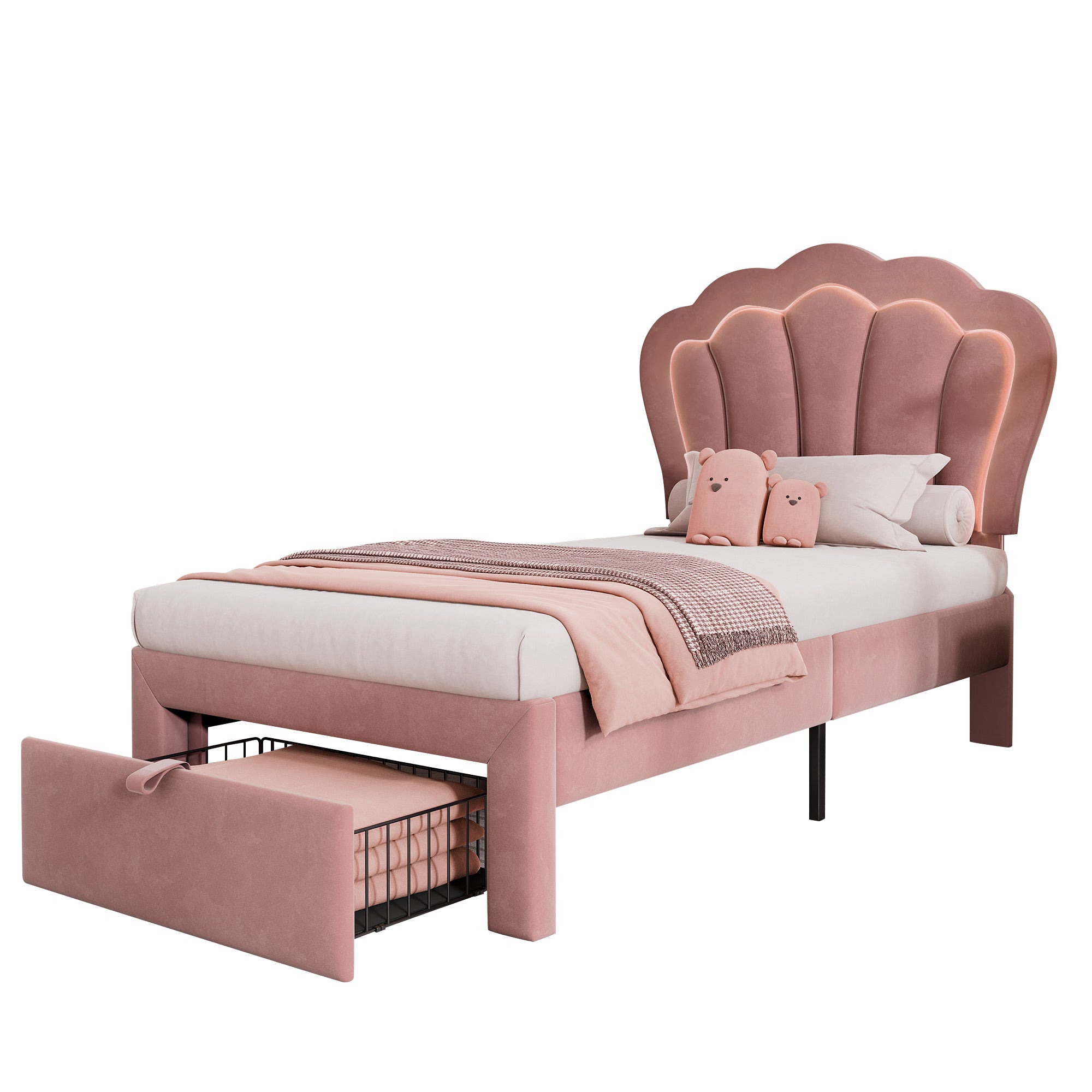 Logidon Kinderbed LED 90x200 Roze met Laden App Bediening