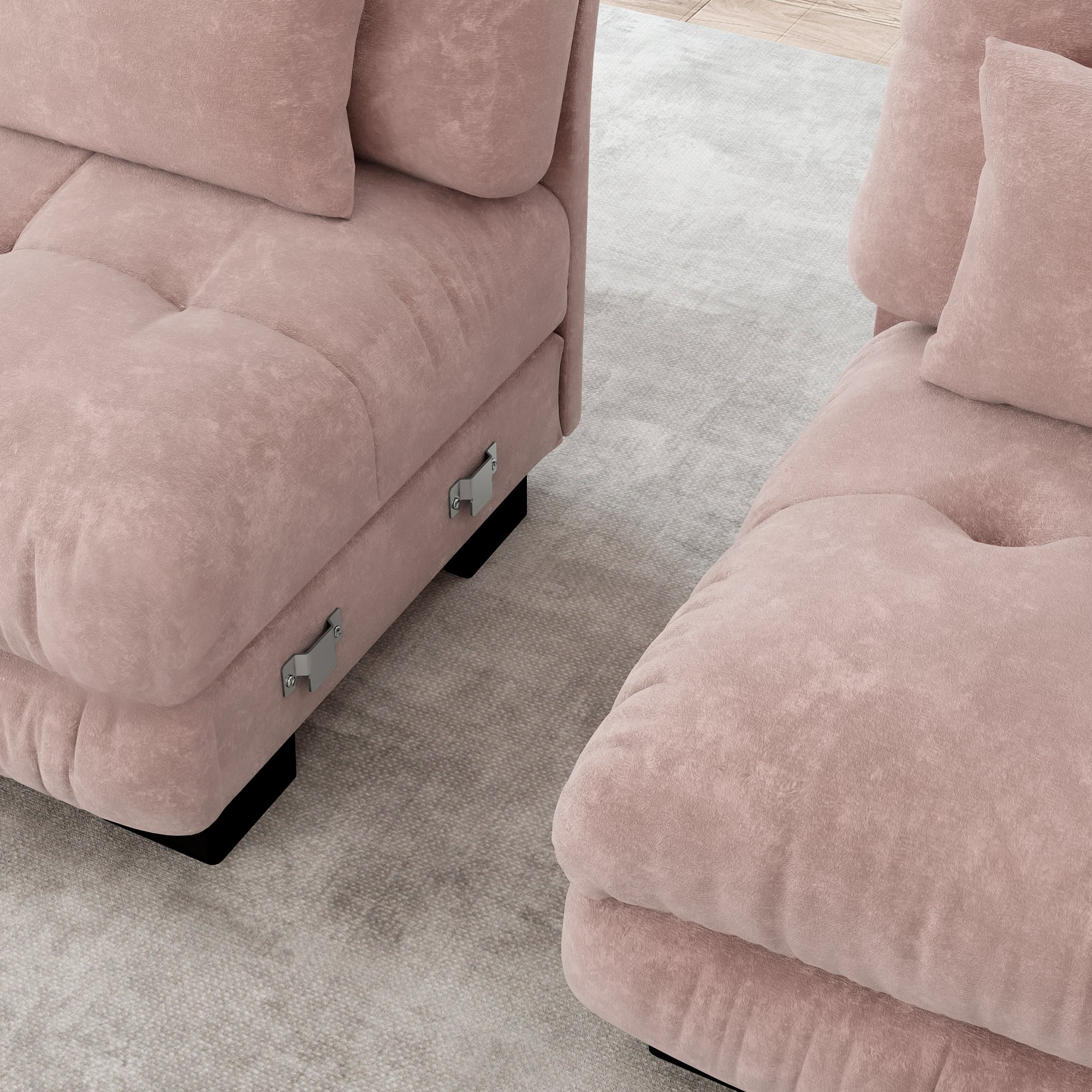 Logidon Modulaire Hoekbank Roze Fluweel Stof 406x145 CM U-vorm