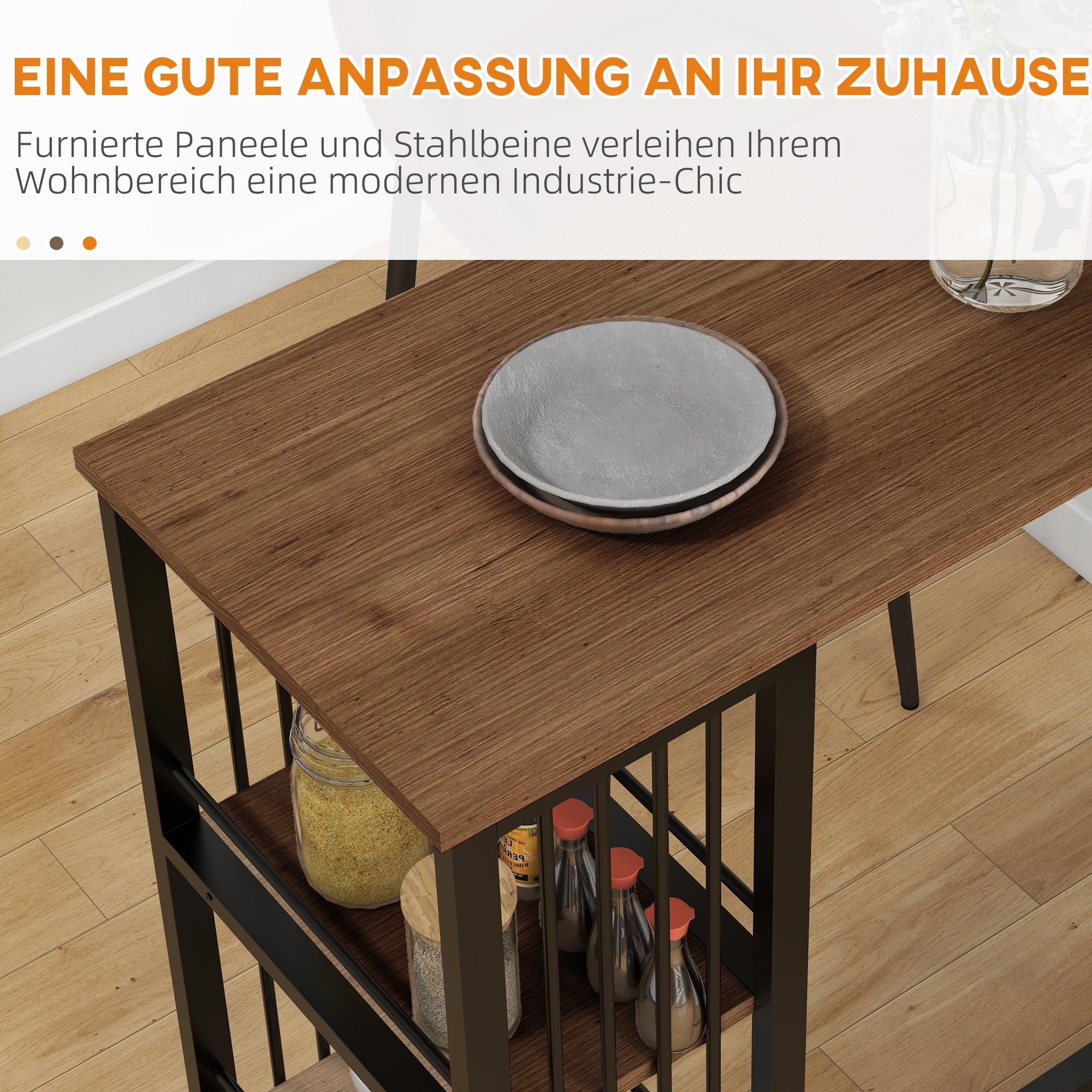 Logidon bartafel bruin houtlook met stalen frame 120 x 40 x 105 cm