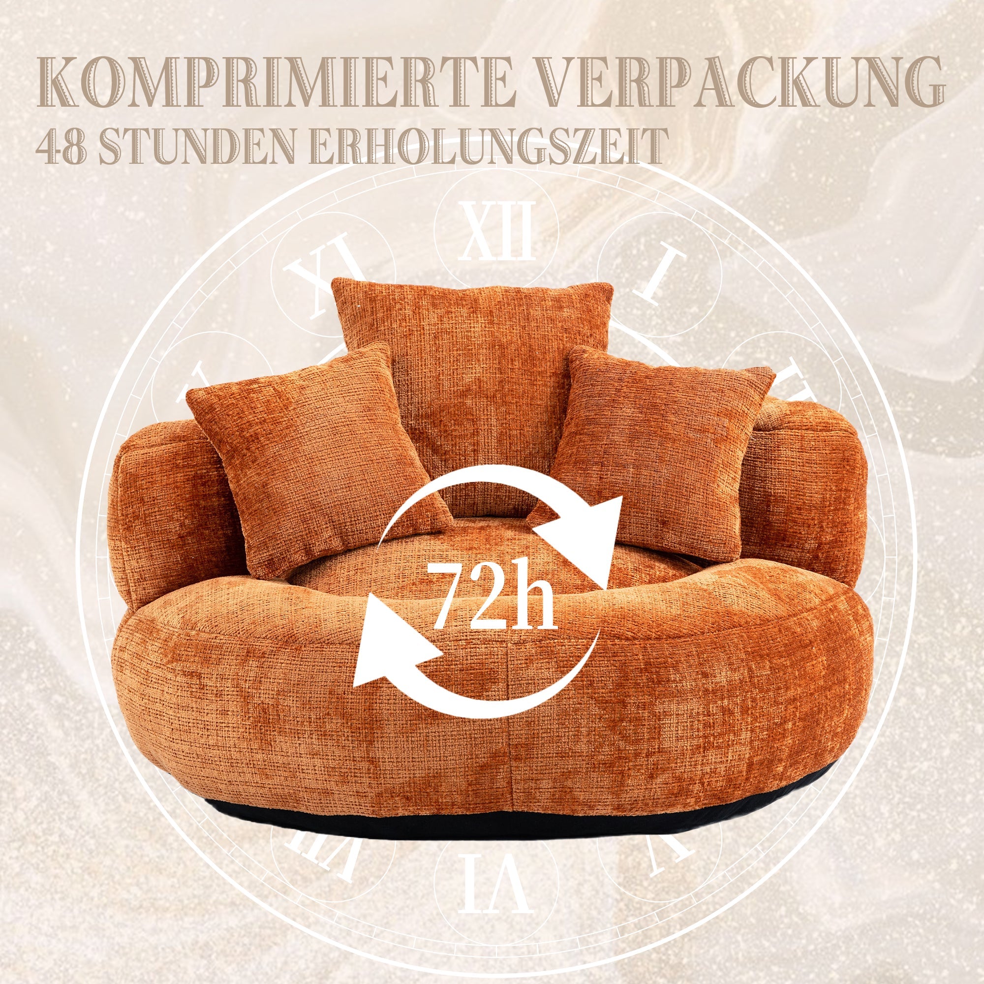 Logidon Lazy Sofa Oranje Chenille Comfort Ligstoel Met Hoge Rug
