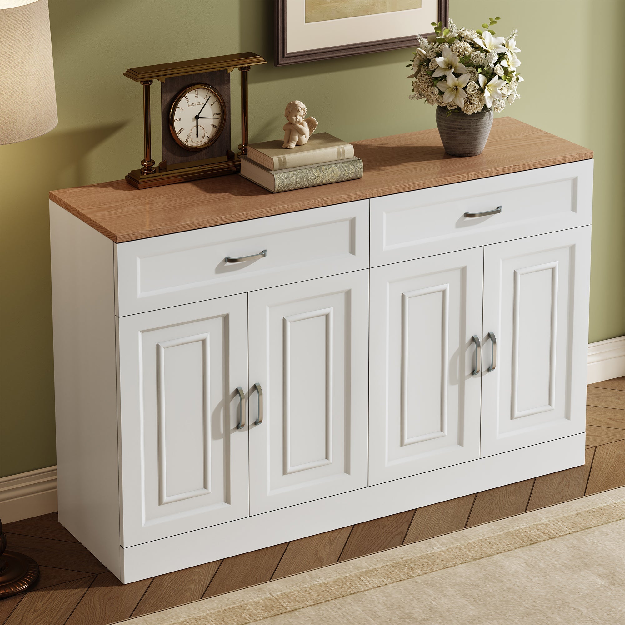 Logidon dressoir 120 cm wit houtlook met 4 deuren en 2 lades
