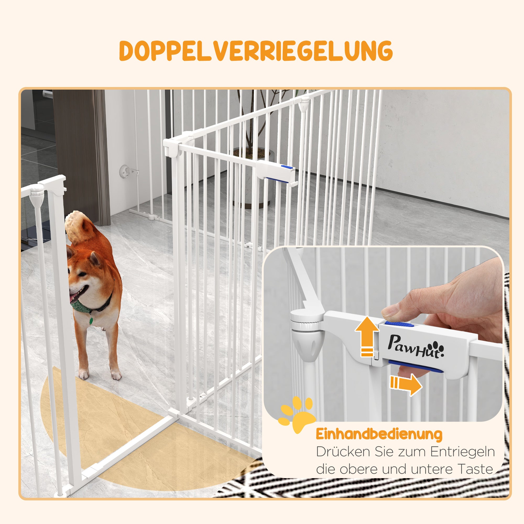 Logidon Puppybox 90 cm Hoog Wit Opvouwbaar 8 Panelen Sluithulp