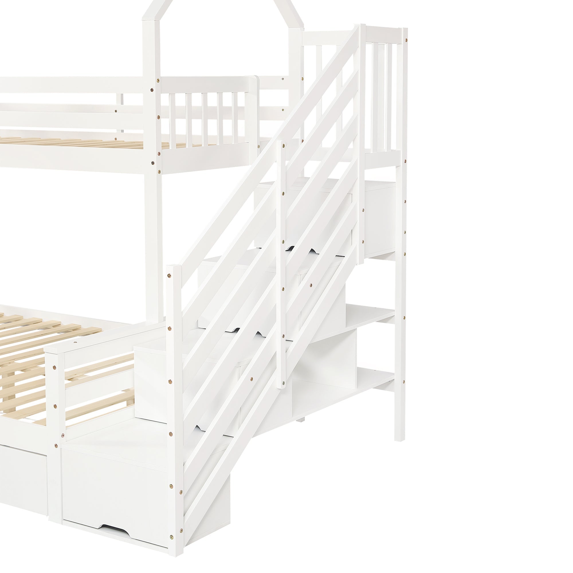 Logidon stapelbed kinderbed wit 90x200 en 140x200 met dakdesign
