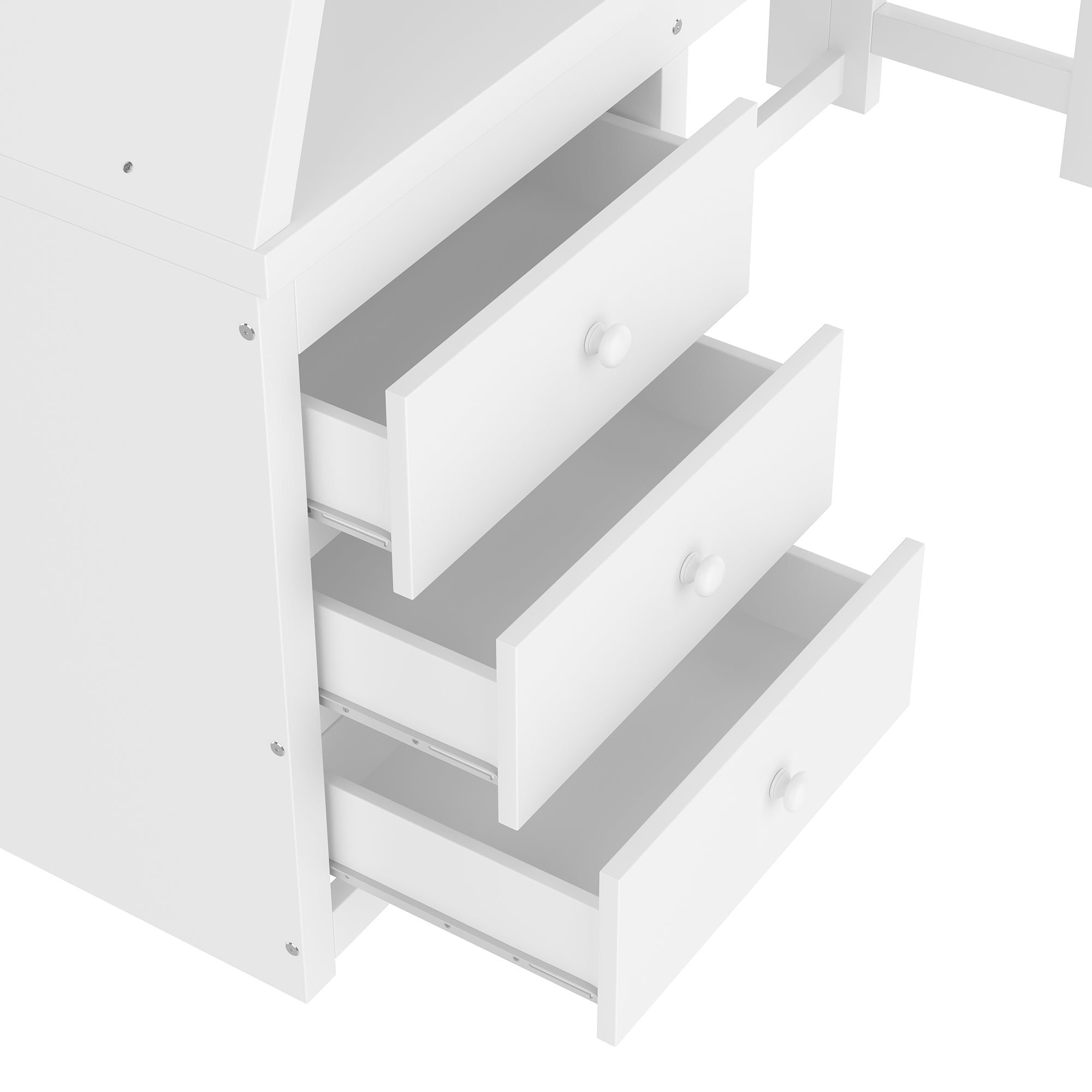 Logidon Bunk Bed 90x200 and 140x200 with Table and Storage Space White
