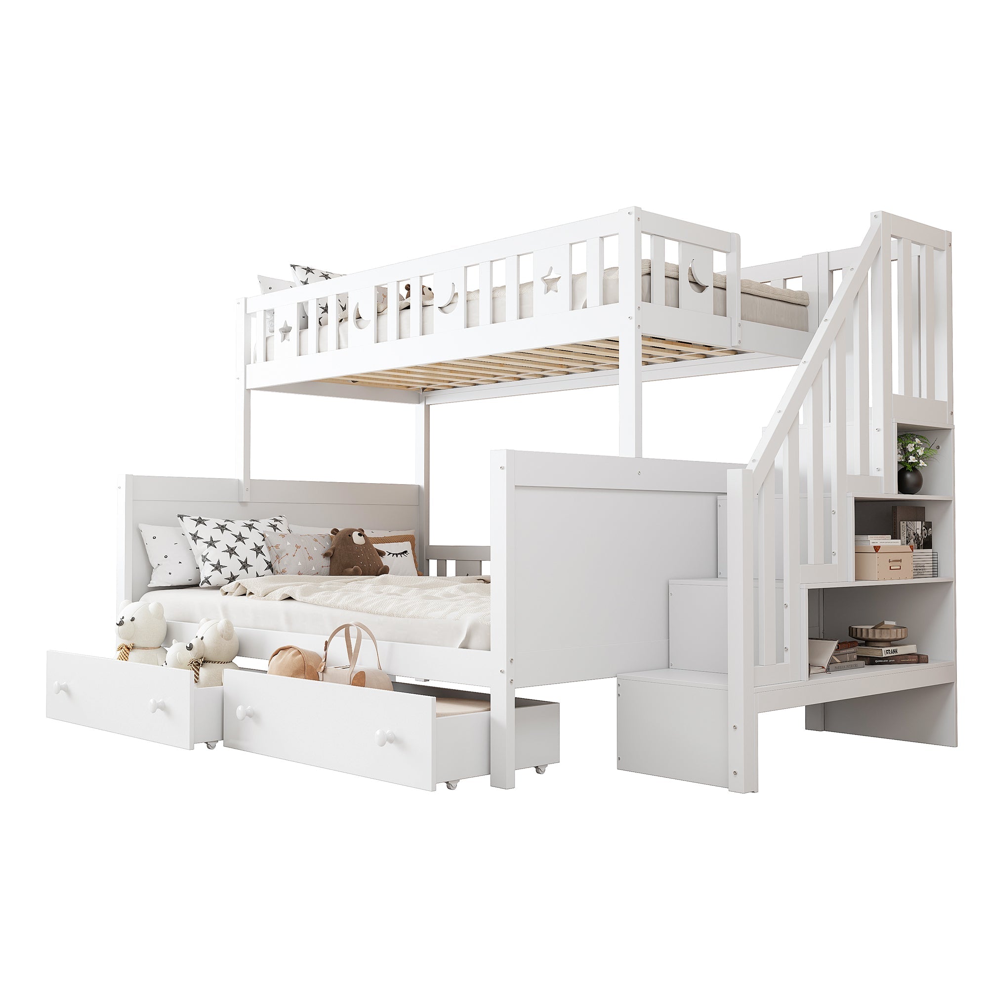 Logidon kinderstapelbed 90x200/140x200 wit met veiligheidstrap