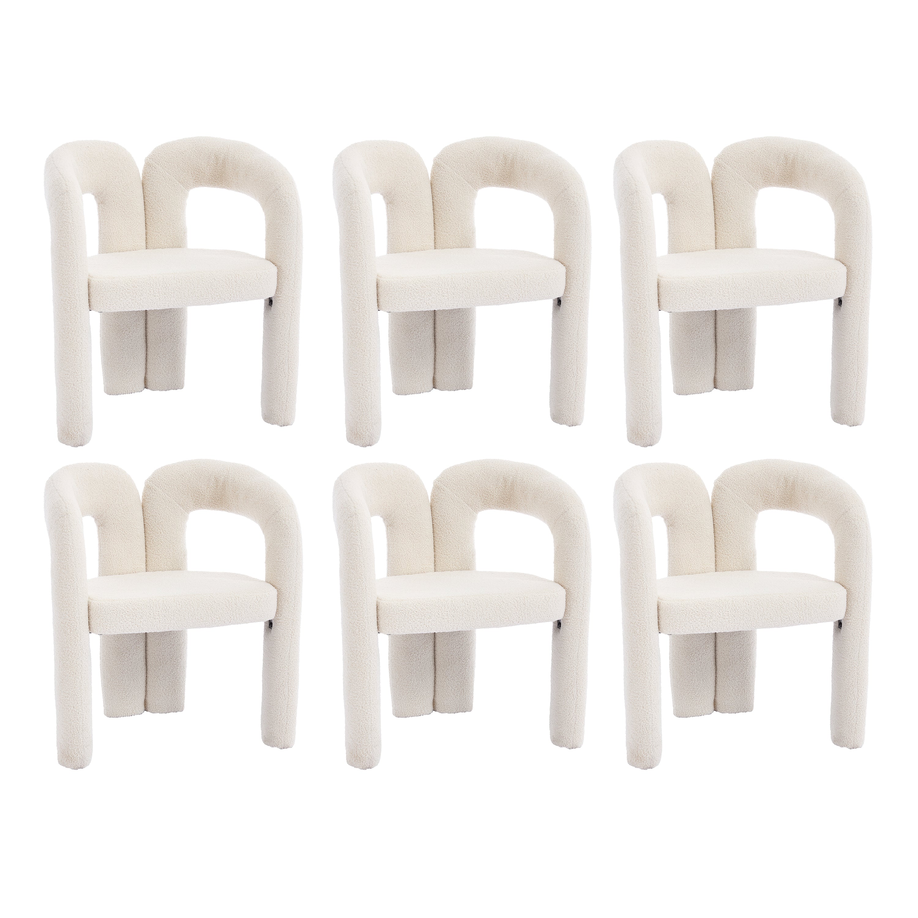 Logidon Premium Ergonomische Fauteuil Teddy Fluweel Beige Set 2