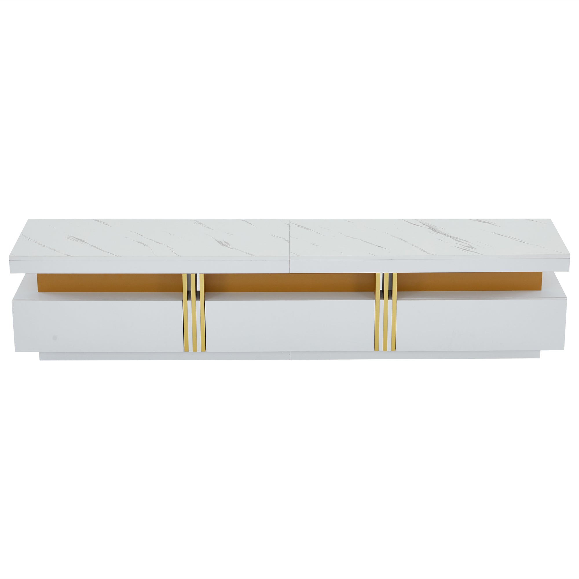 Logidon TV-meubel 200 cm marmerlook drie lades kabelmanagement