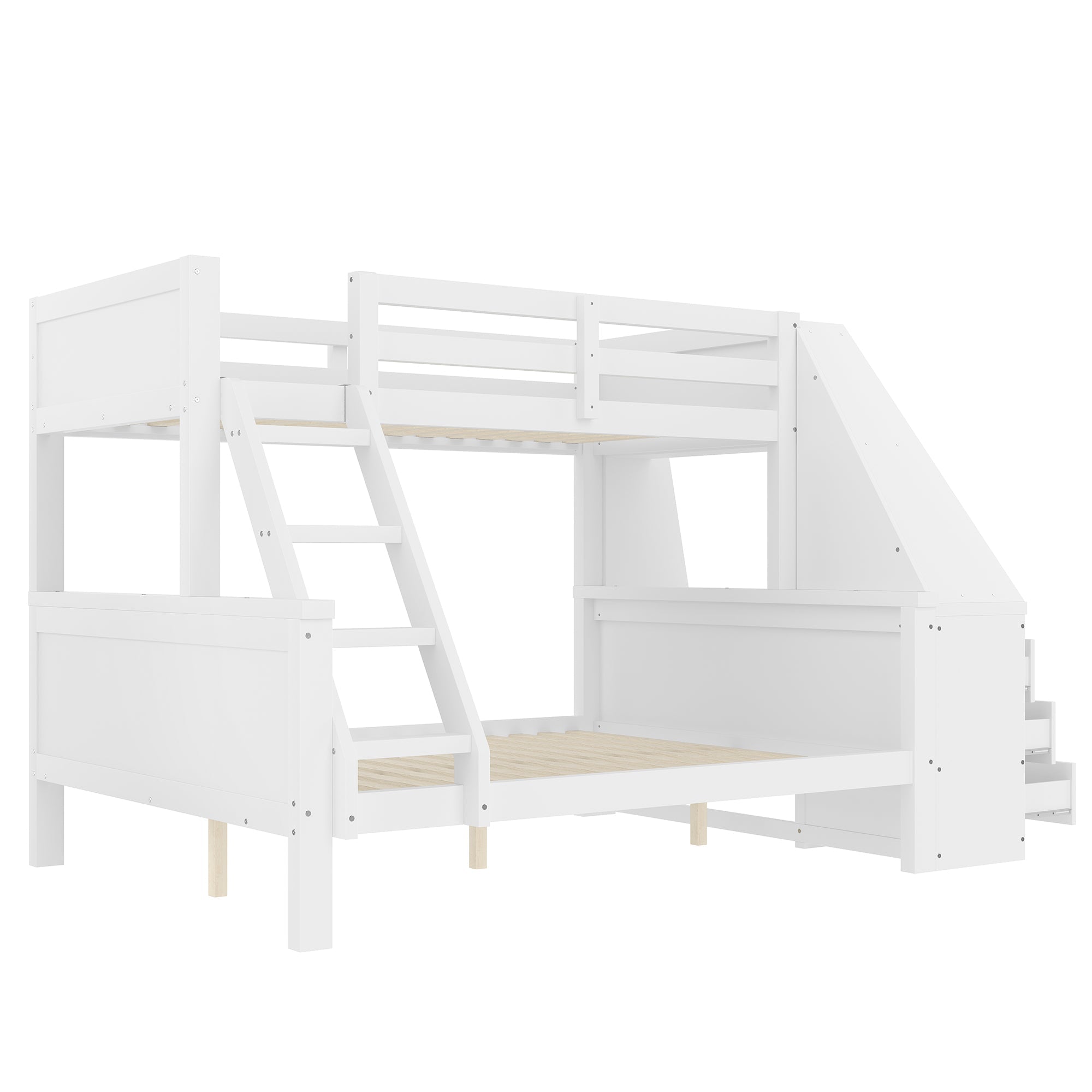 Logidon Bunk Bed 90x200 and 140x200 with Table and Storage Space White
