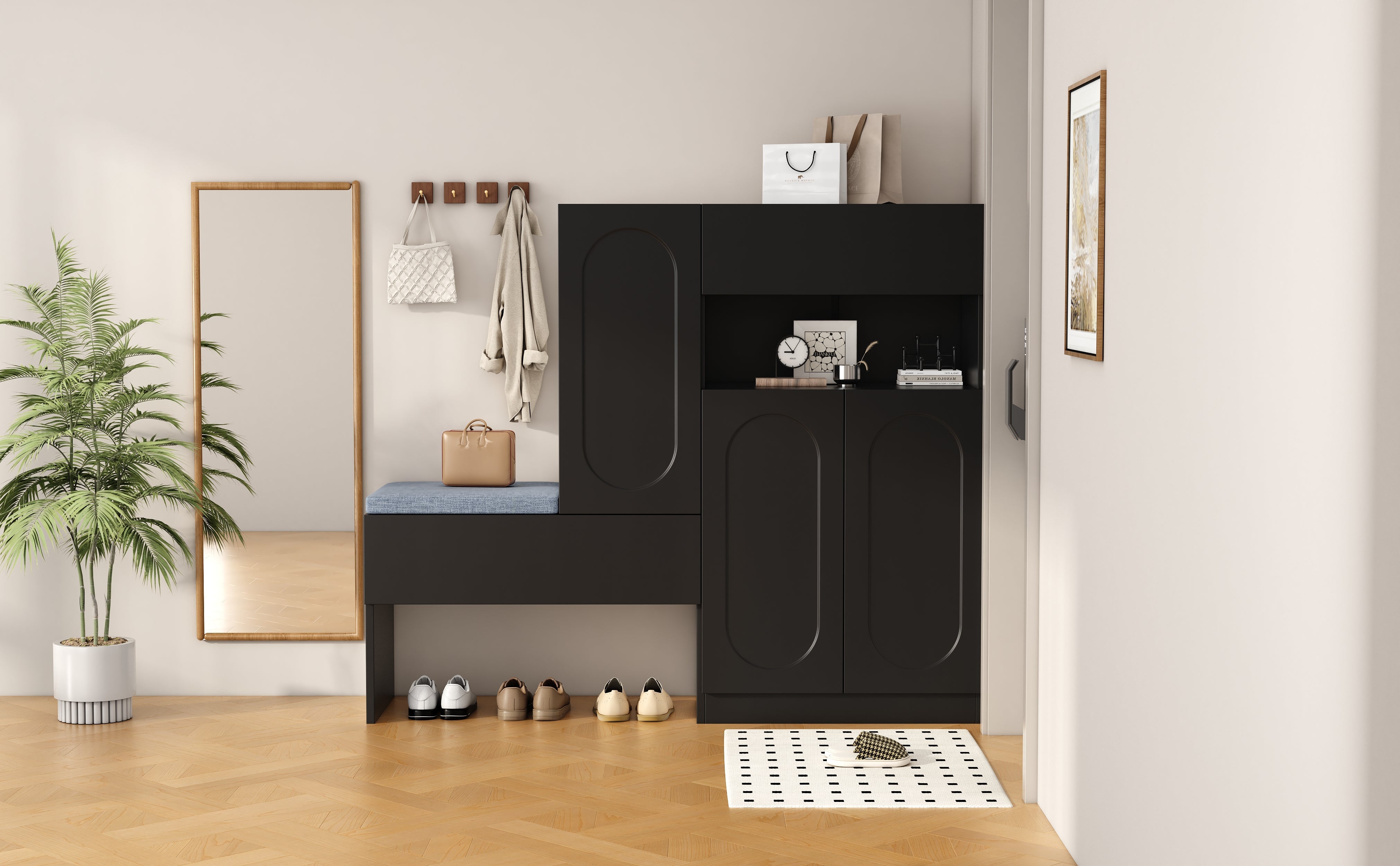 Logidon Trendy 2-in-1 Schoenenkast Zwart 130x35x110 cm Soft Close