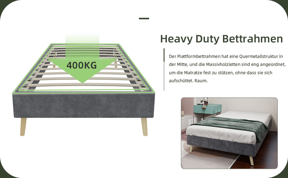 Logidon gewatteerd bedframe 90x200 cm grijze fluwelen stof
