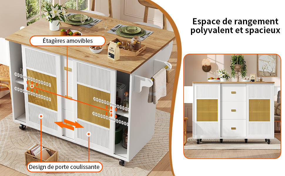 Logidon Kitchen Island Extendable with Wheels White 146x70x90 cm