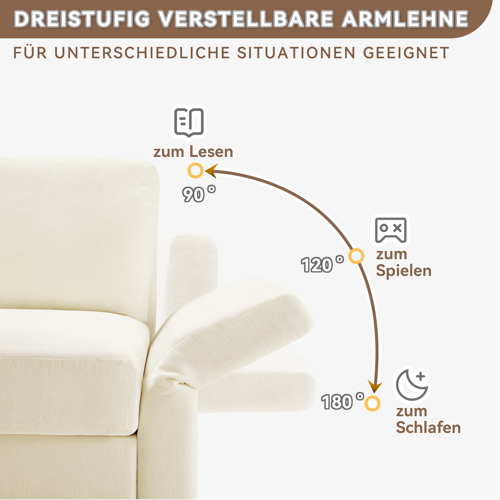Logidon L-vormige hoekbank beige met voetenbank, uitklapbare slaapbank