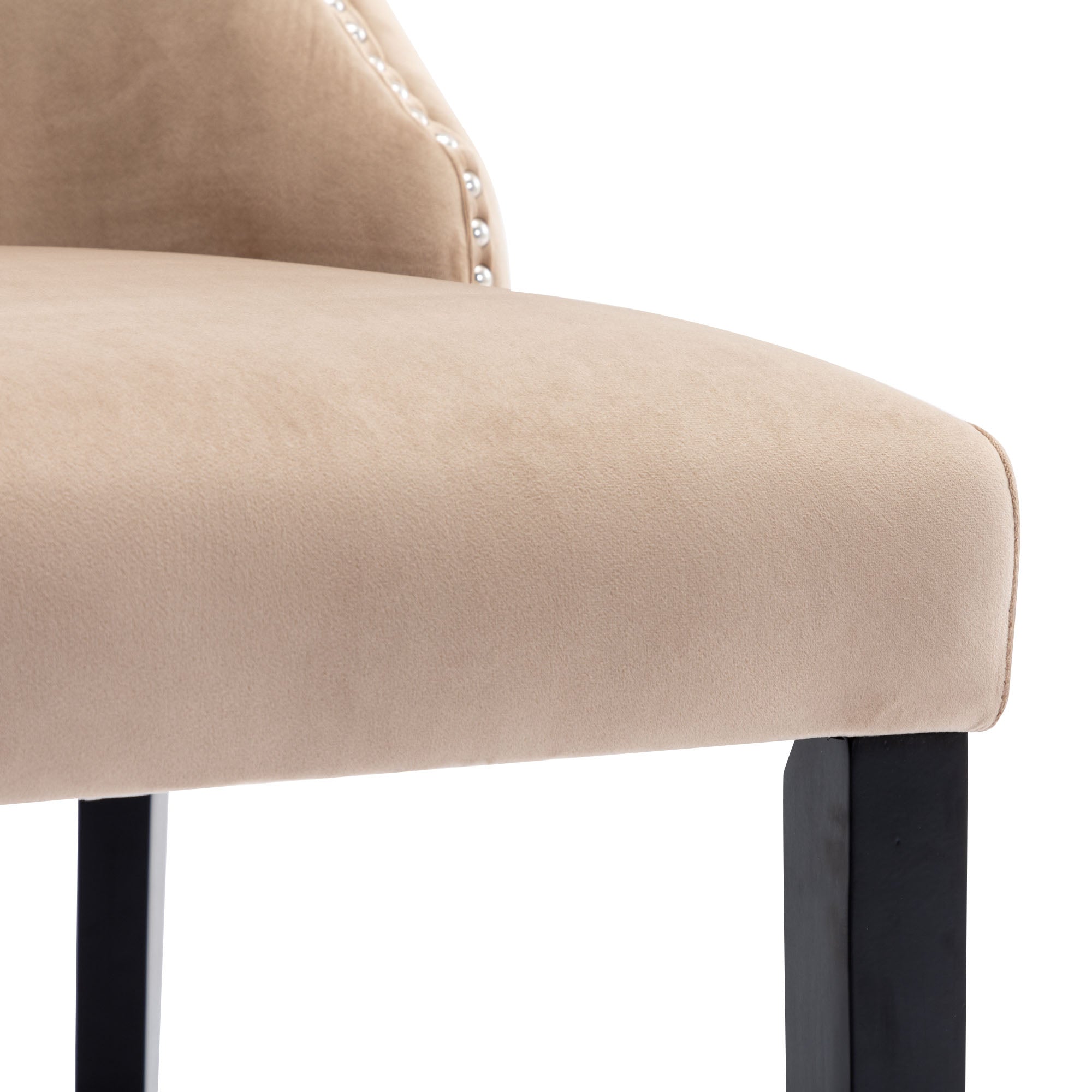 Logidon fluwelen eettafelstoel beige massief hout 1,20 meter knoopquilt