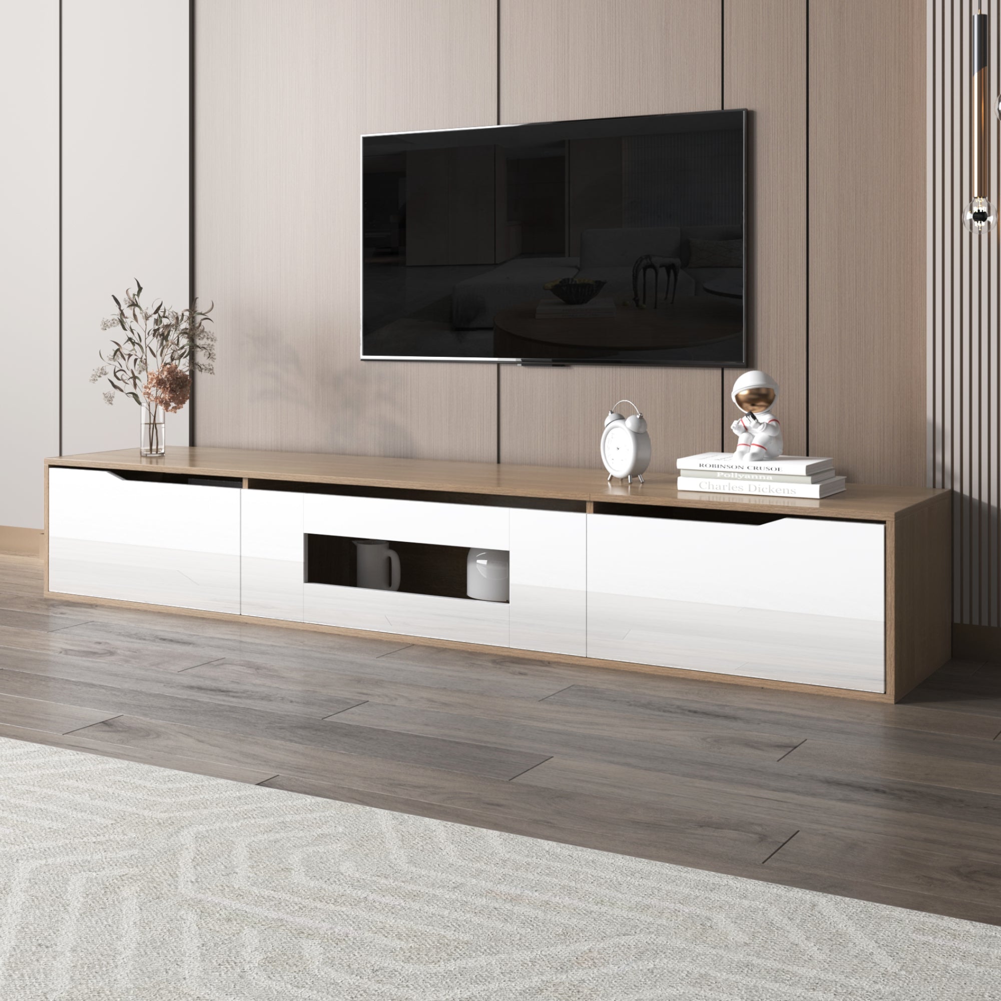 Logidon TV-meubel 180 cm hoogglans wit met kleurwisselende LED