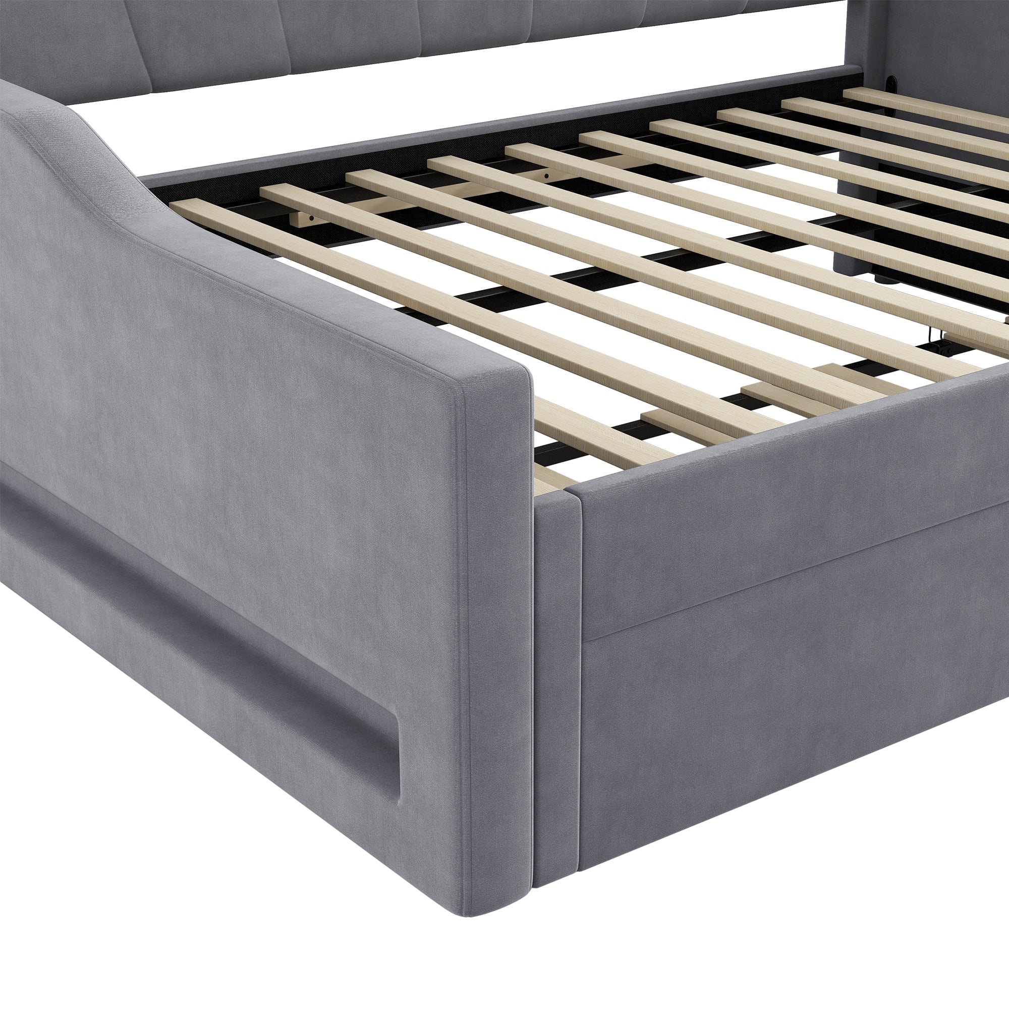 Logidon Gestoffeerd Dagbed 140x200 cm Grijs met LED-riem