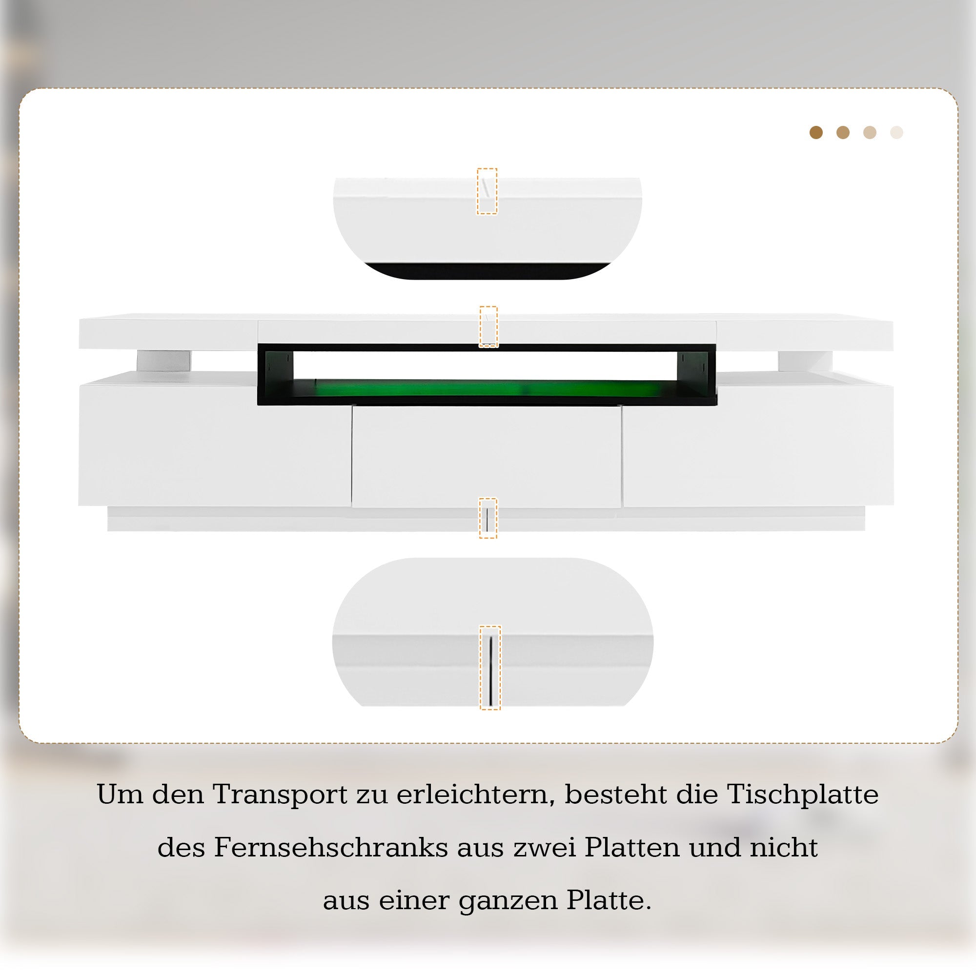 Logidon Elegant hoogglans TV-meubel wit 160x39x42cm met LED