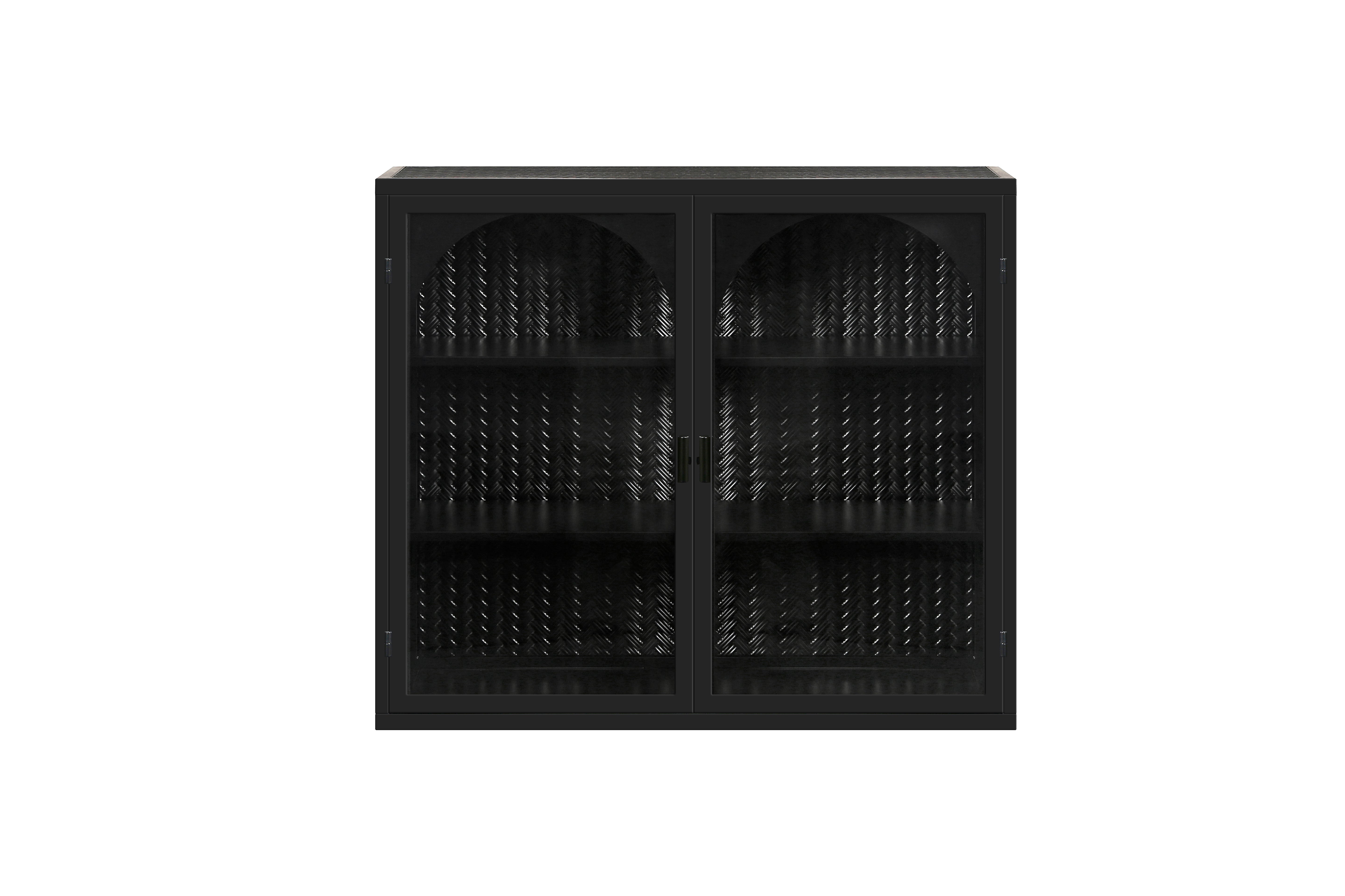 Logidon 70 cm glazen wandkast zwart met drie opbergniveaus