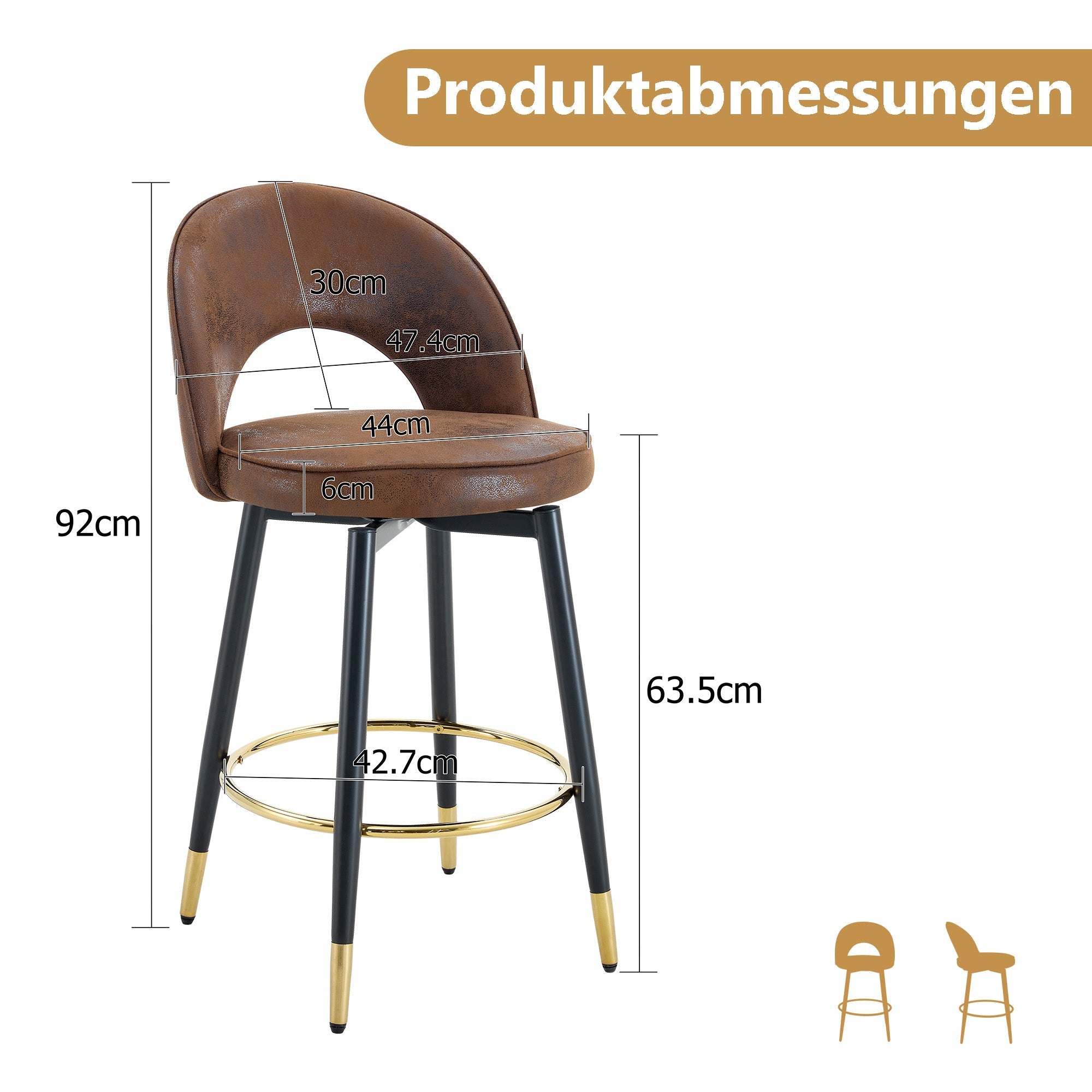 Logidon 360° draaibare barstoel bruin technologie stof set van 2