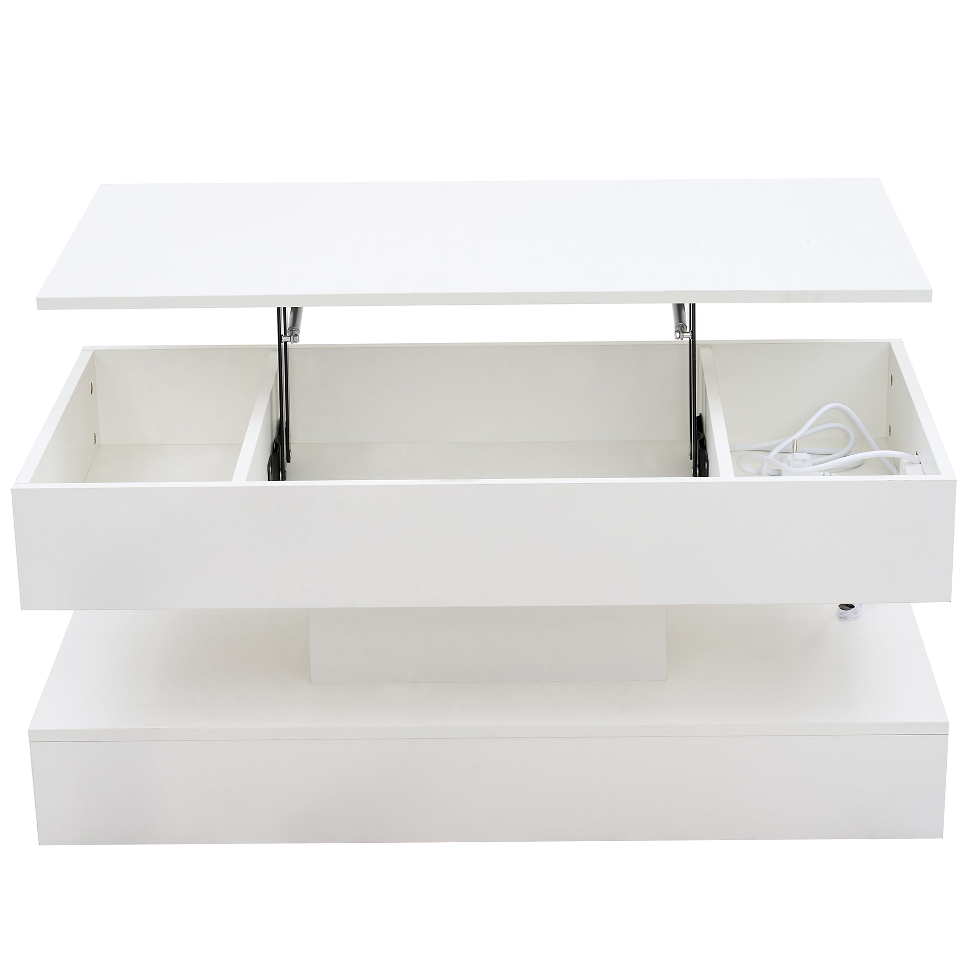 Logidon salontafel LED-verlichting en opbergruimte wit 100x50 cm