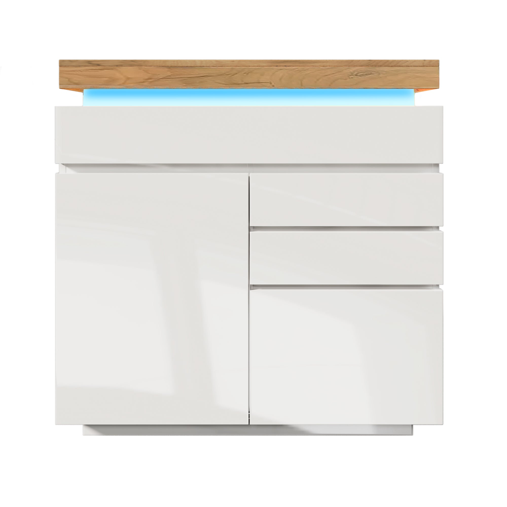 Logidon high gloss chest of drawers white LED lighting app control 2 doors