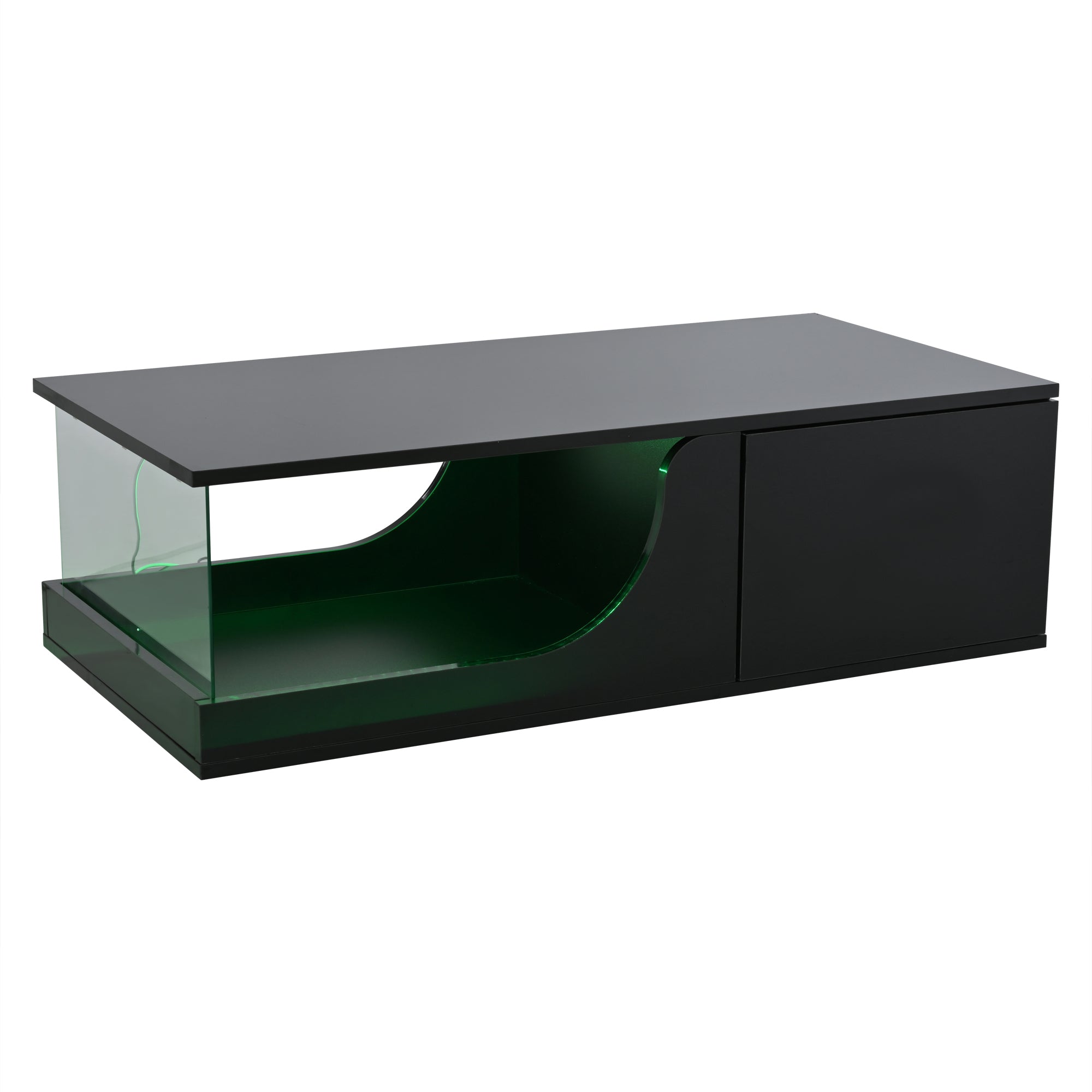 Logidon Zwarte hoogglans salontafel 100x50x30 cm LED-verlichting