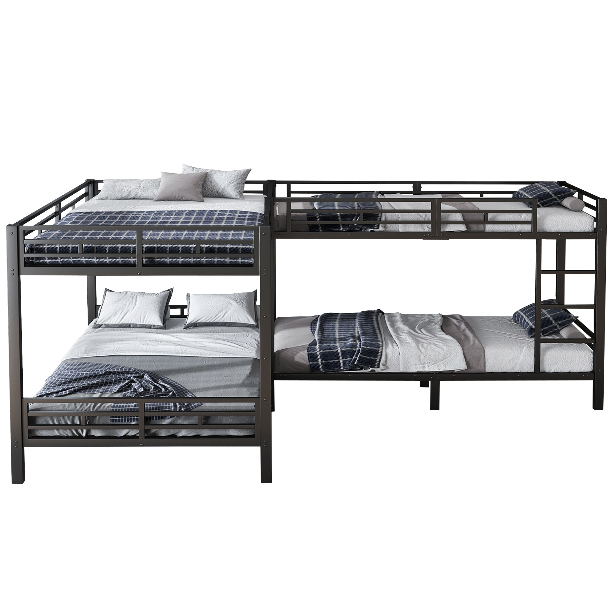 Logidon Stapelbed Metaal Zwart 90x200/140x200 Drietrapsladder
