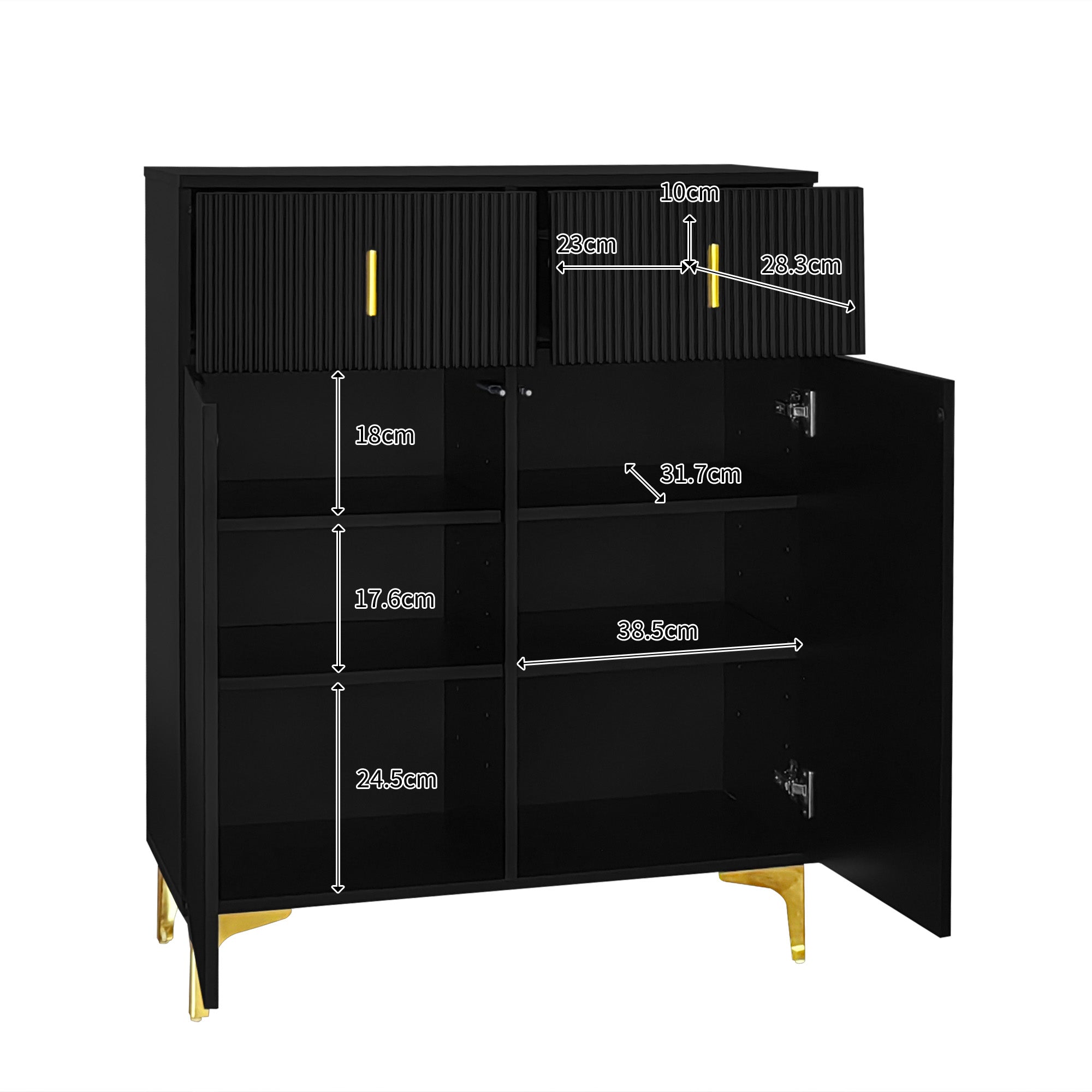 Logidon Elegant Sideboard Black Structure Panels Adjustable Shelves