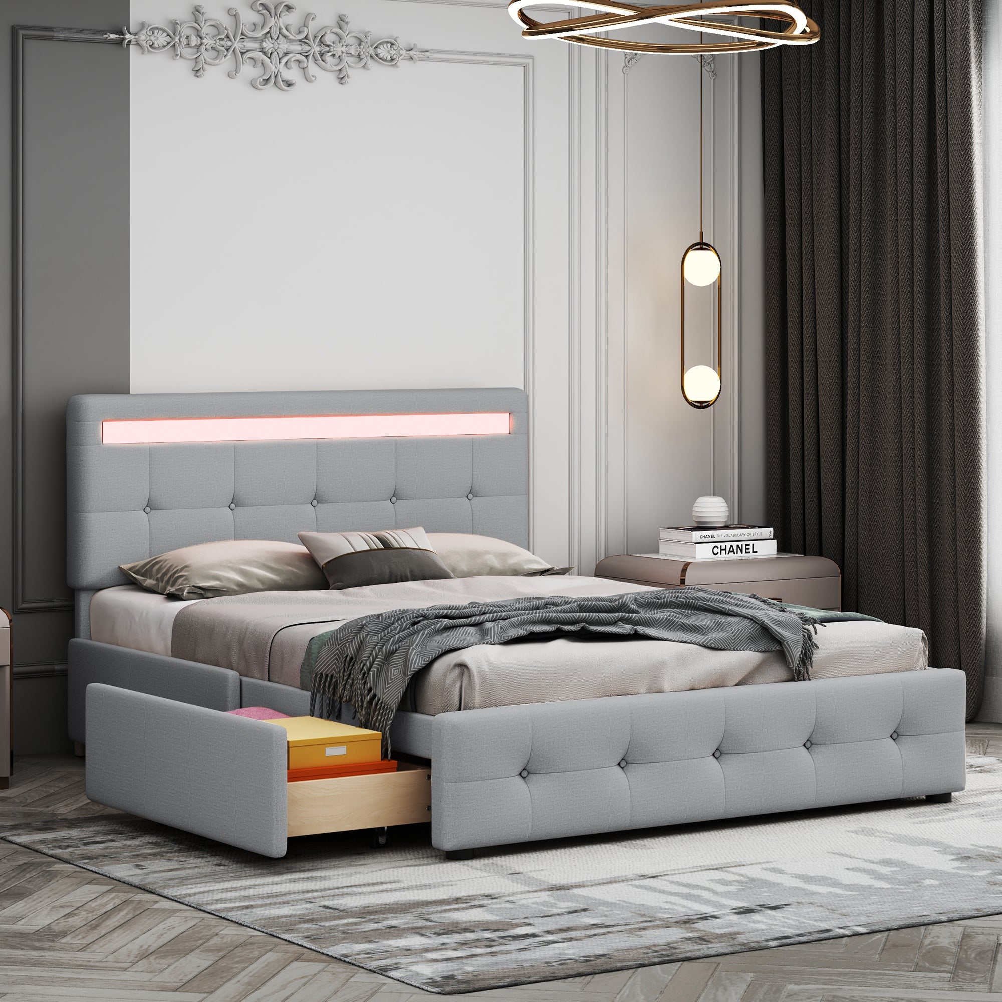 Logidon gestoffeerd bed 140x200 cm met LED hoofdbord en bedkast